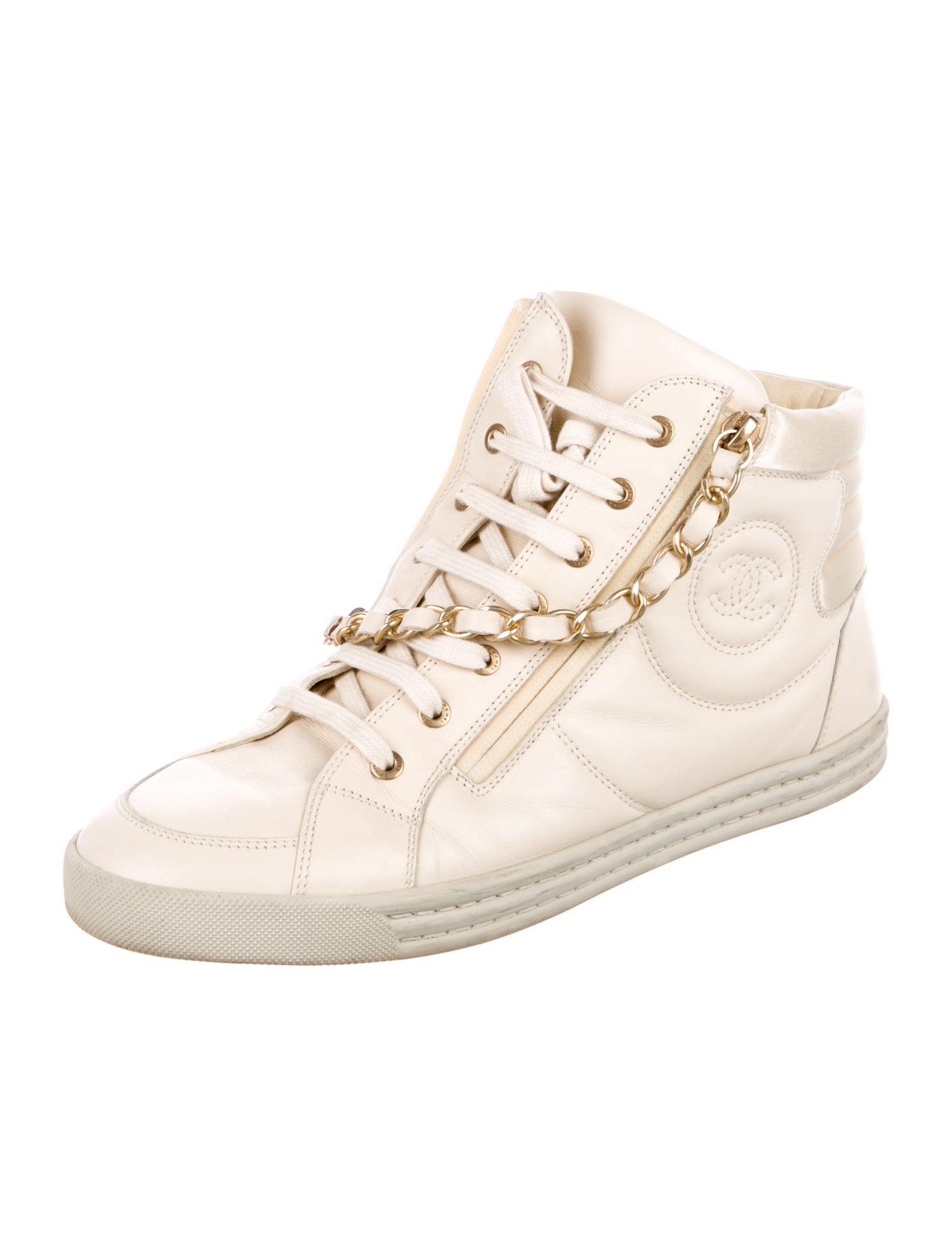 Chanel Interlocking CC Logo Leather Sneakers