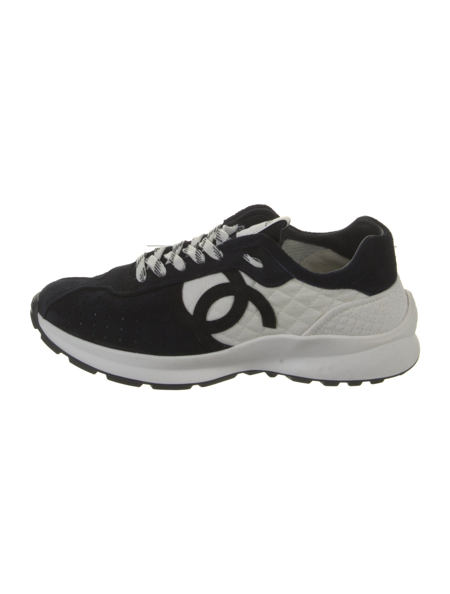 Chanel Interlocking CC Logo Suede Sneakers