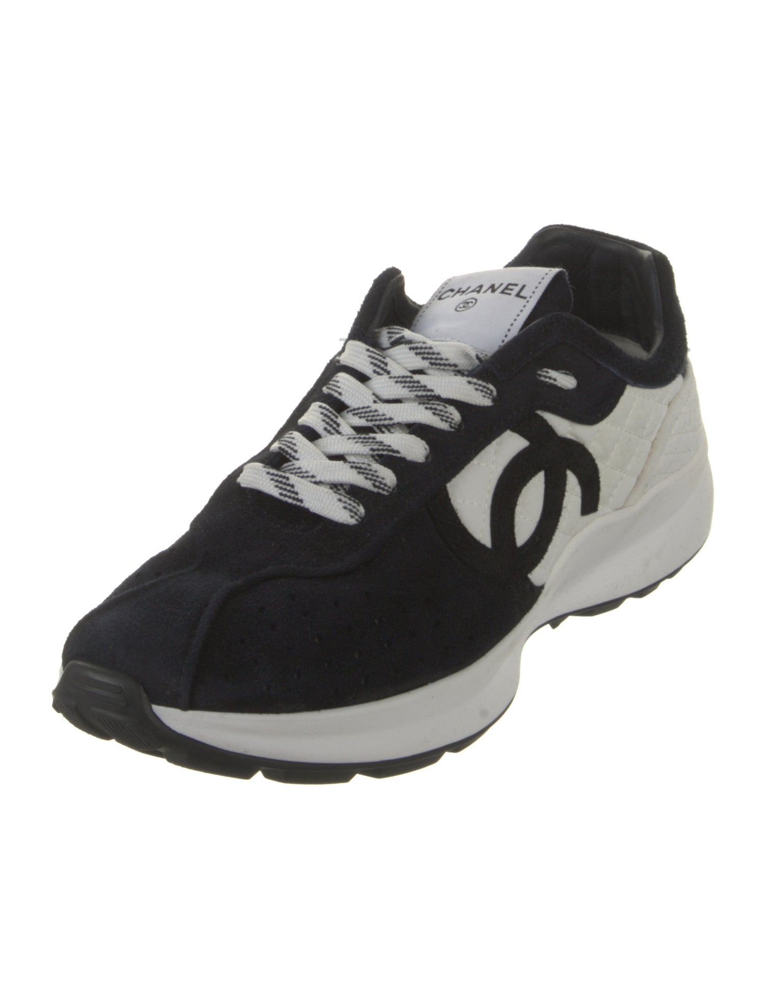 Chanel Interlocking CC Logo Suede Sneakers