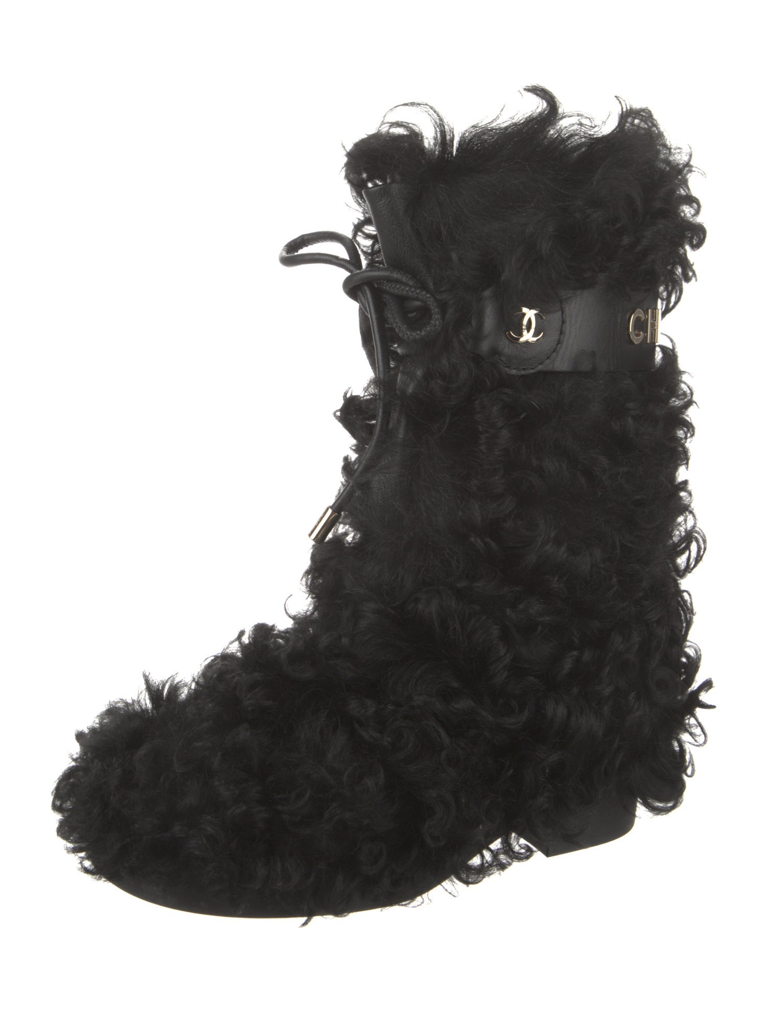 Chanel 2021 Interlocking CC Logo Lace-Up Boots