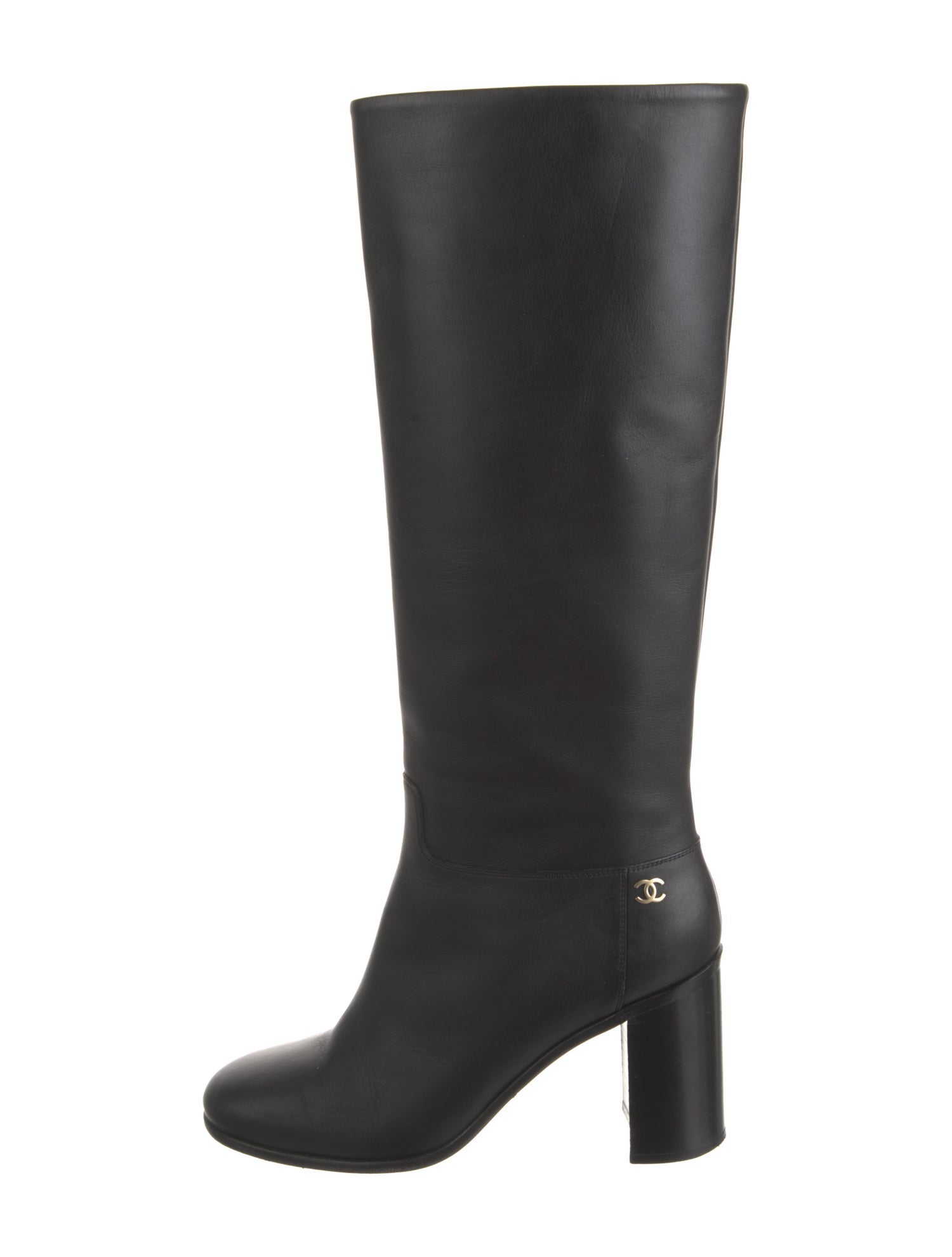 Chanel Interlocking CC Logo Leather Riding Boots