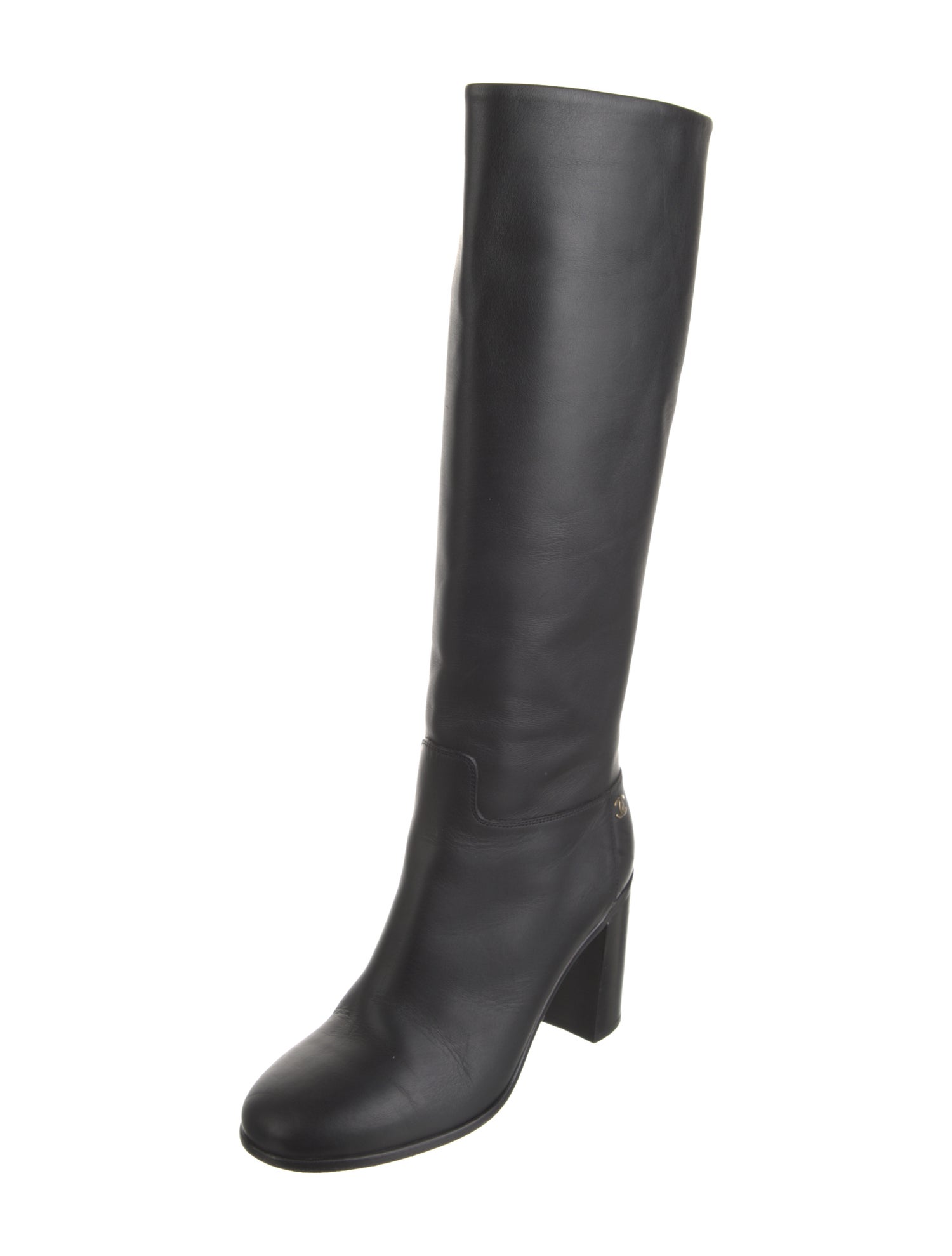 Chanel Interlocking CC Logo Leather Riding Boots