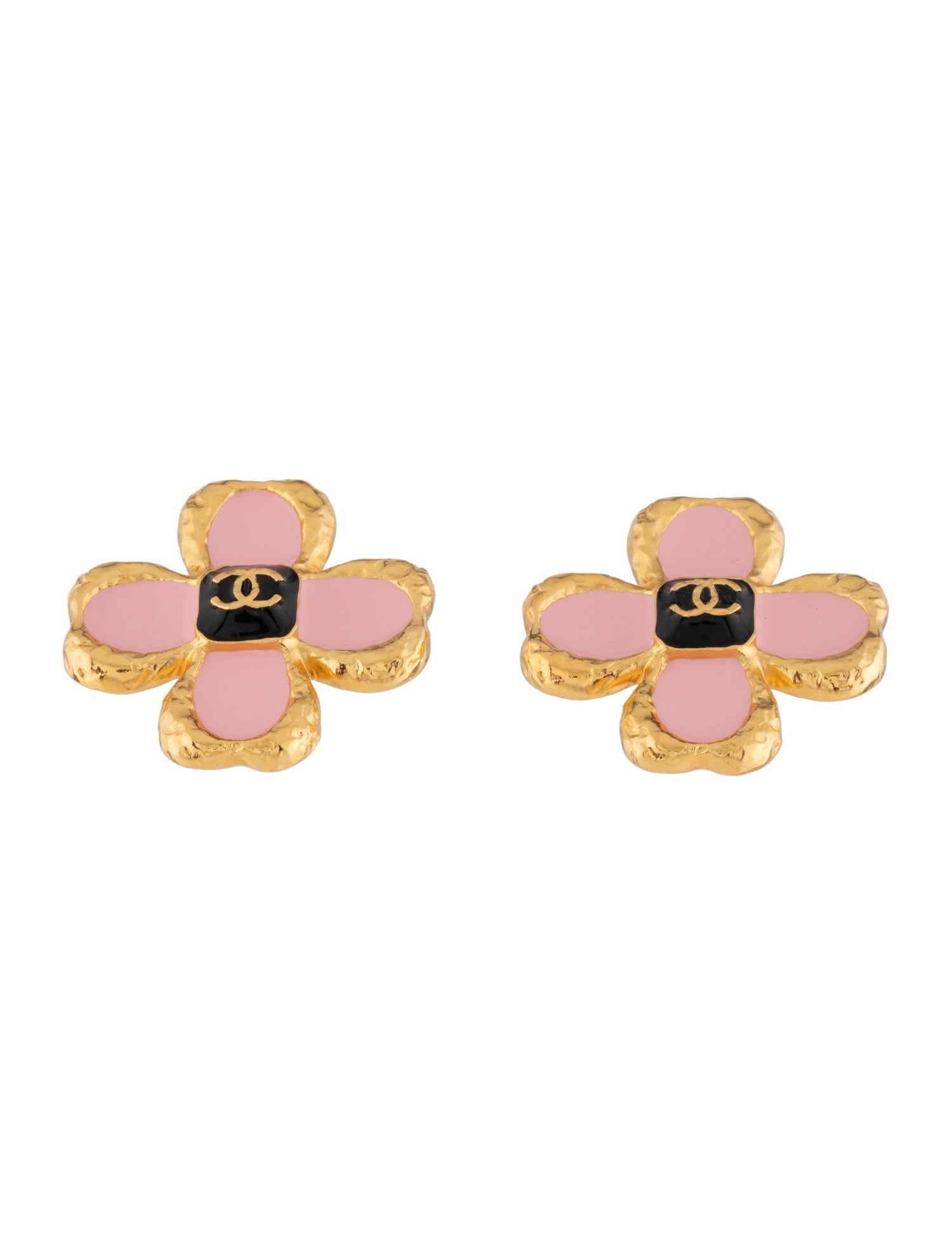 Chanel 2023 Enamel CC Flower Stud Earrings