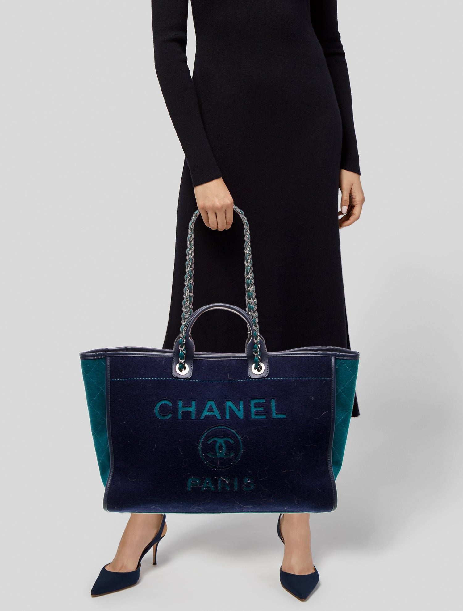 Chanel Large Wool Felt Deauville Tote