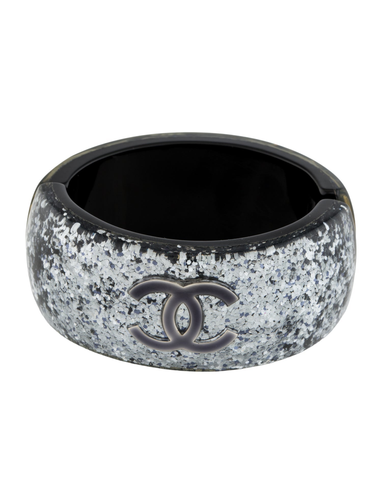 Chanel Resin & Glitter CC Hinged Bracelet