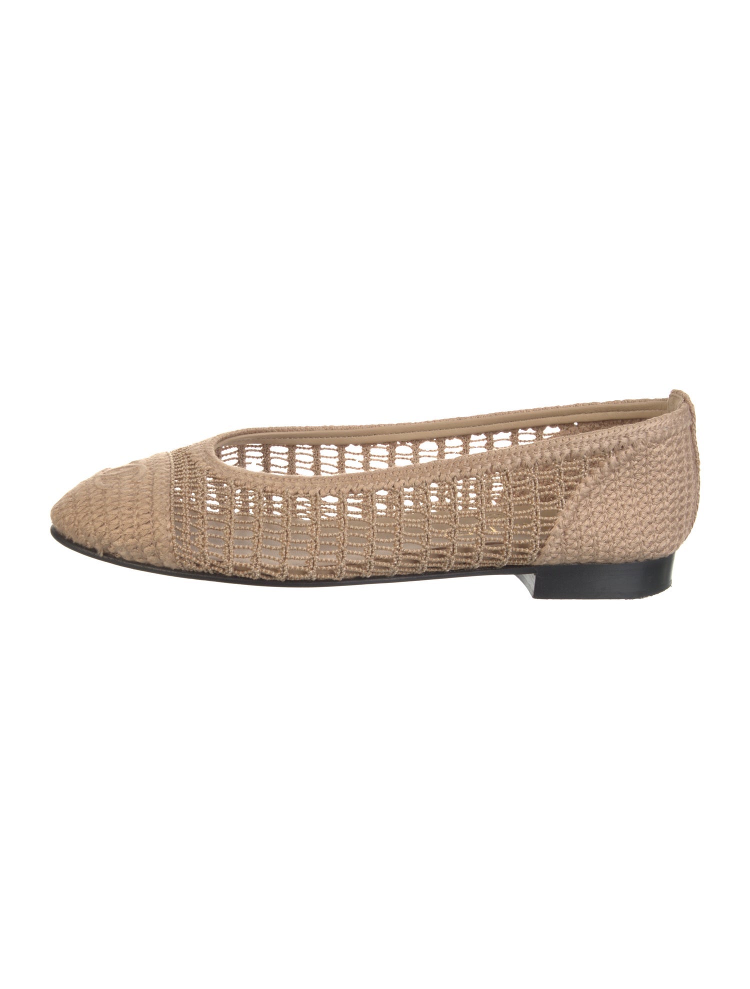 Chanel Interlocking CC Logo Raffia Ballet Flats