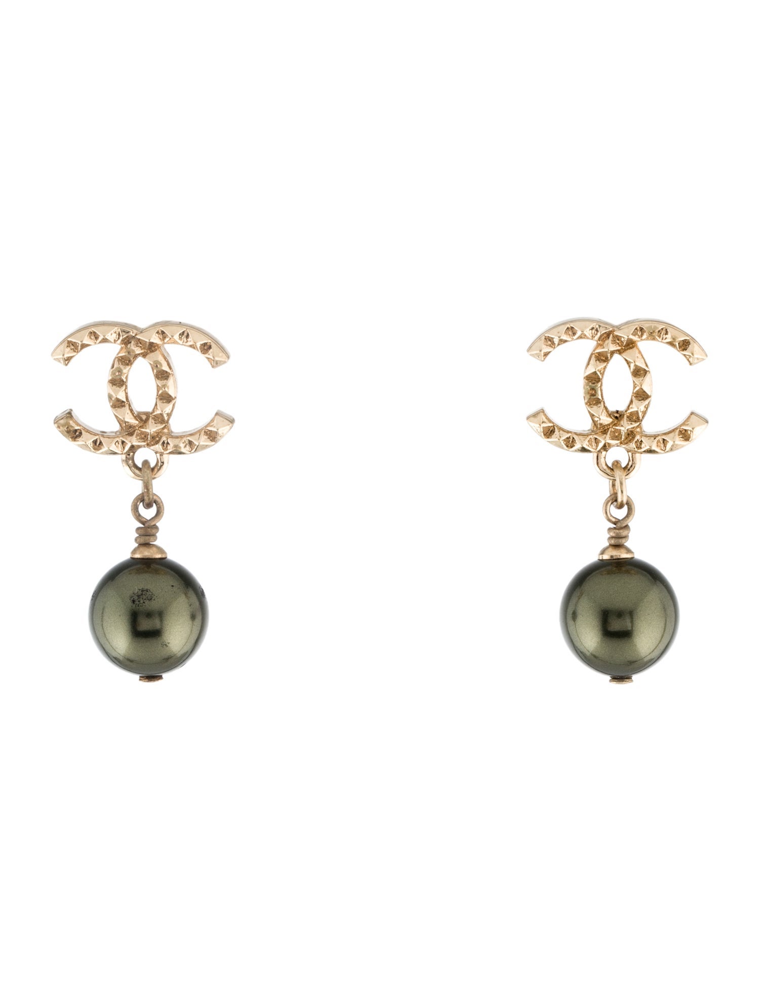 Chanel Faux Pearl CC Drop Earrings