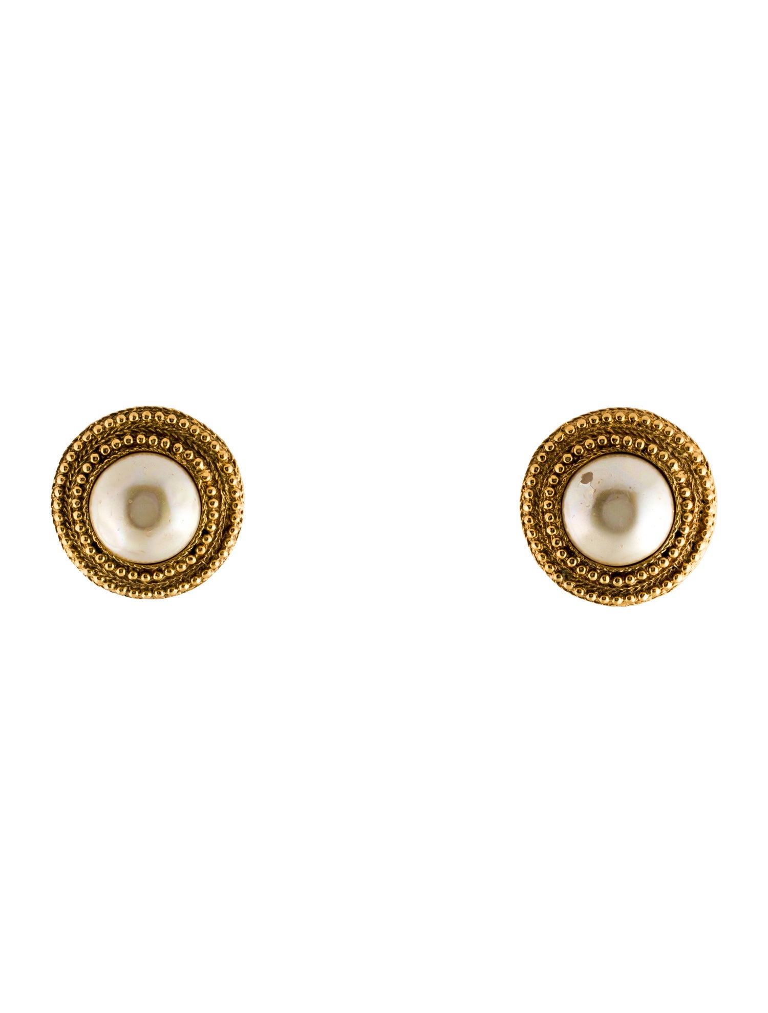 Chanel Vintage Faux Pearl Clip-On Earrings
