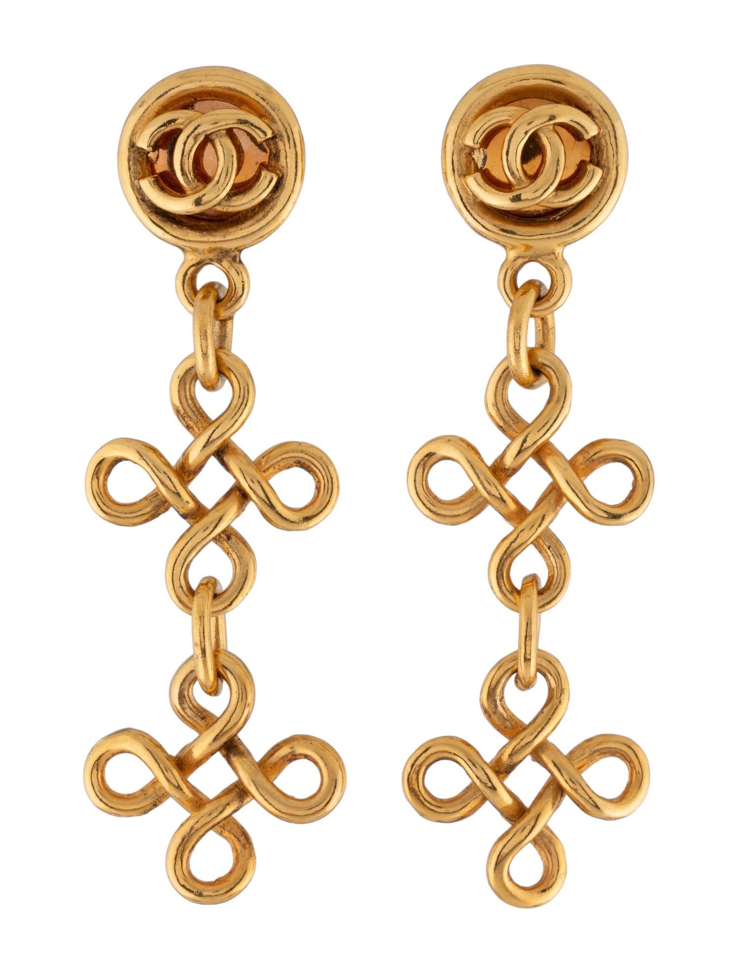 Chanel Vintage CC Clip-On Drop Earrings