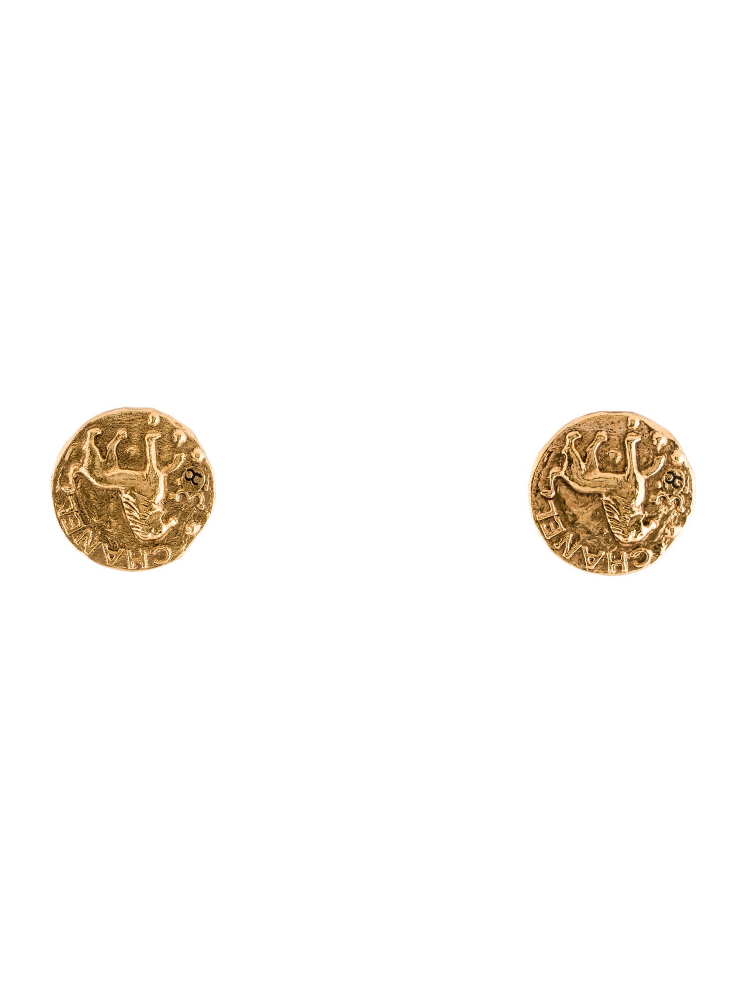 Chanel Vintage Lion Crest Clip-On Earrings