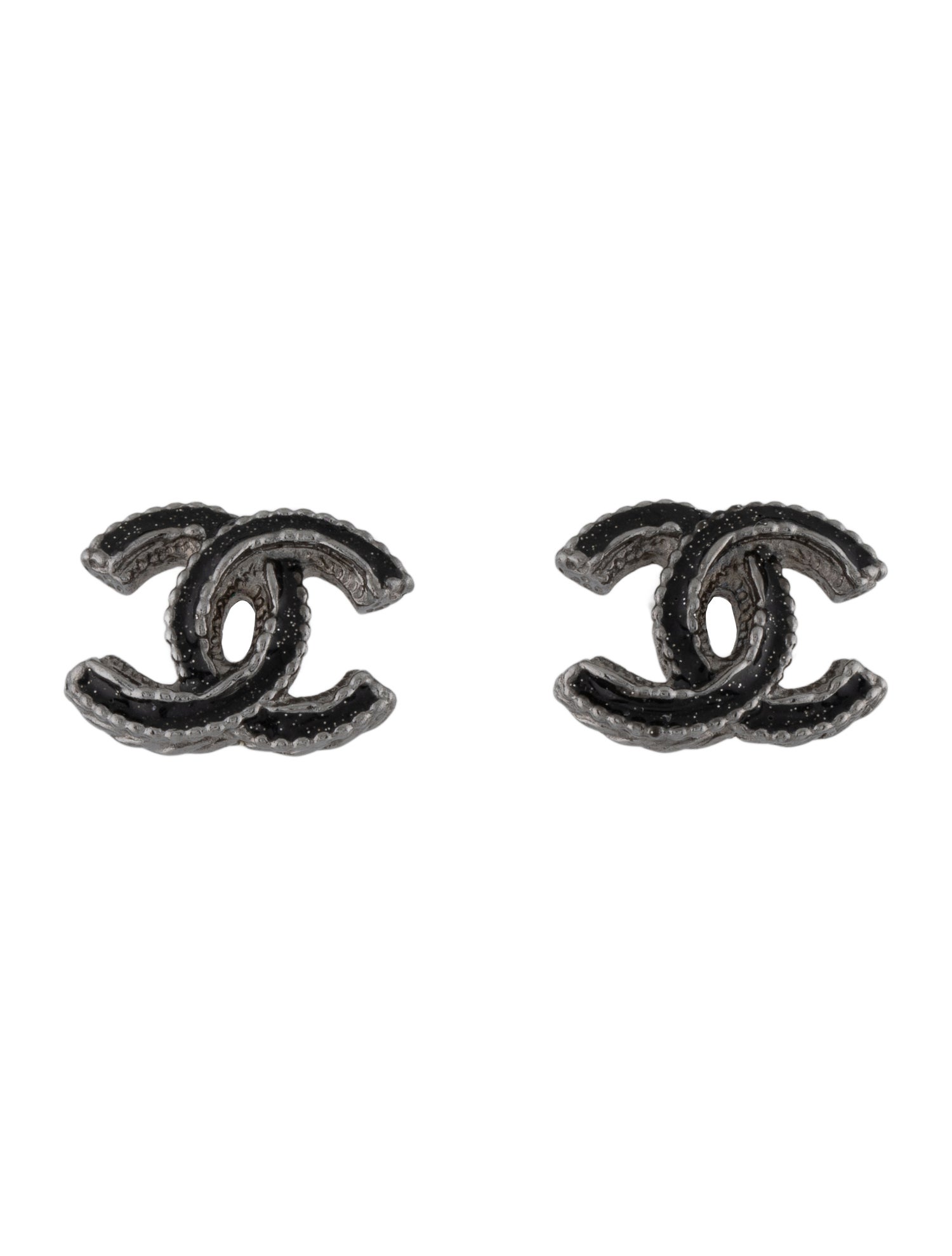 Chanel Enamel CC Stud Earrings