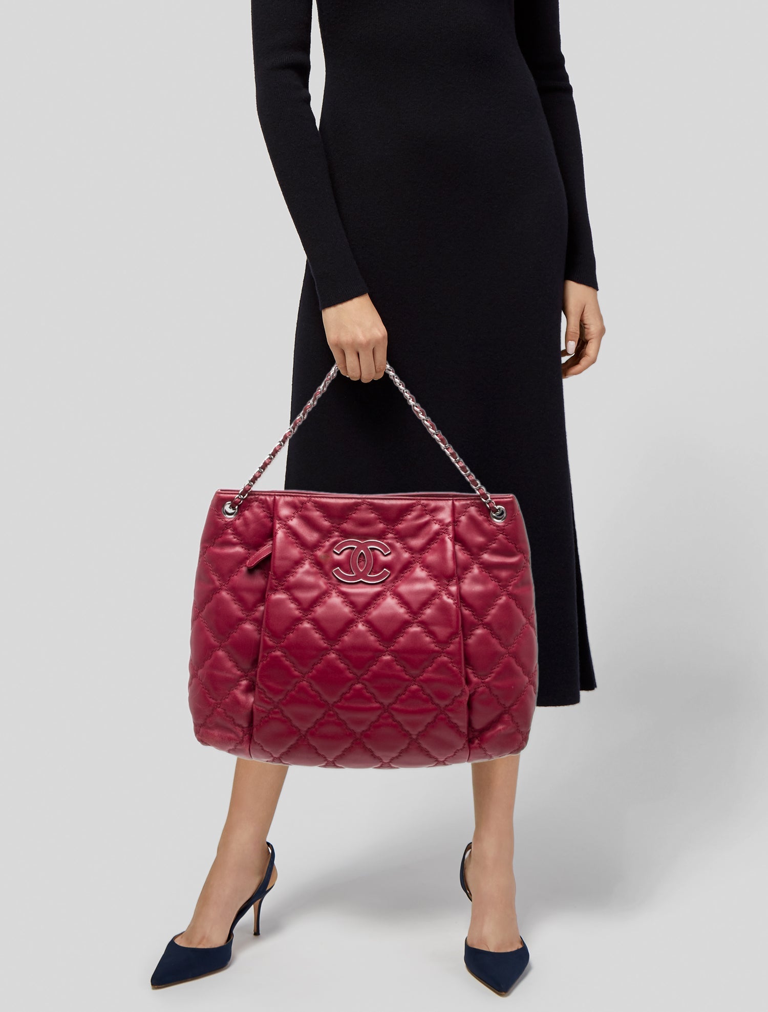 Chanel Large Double Stitch Hamptons Shopping Tote