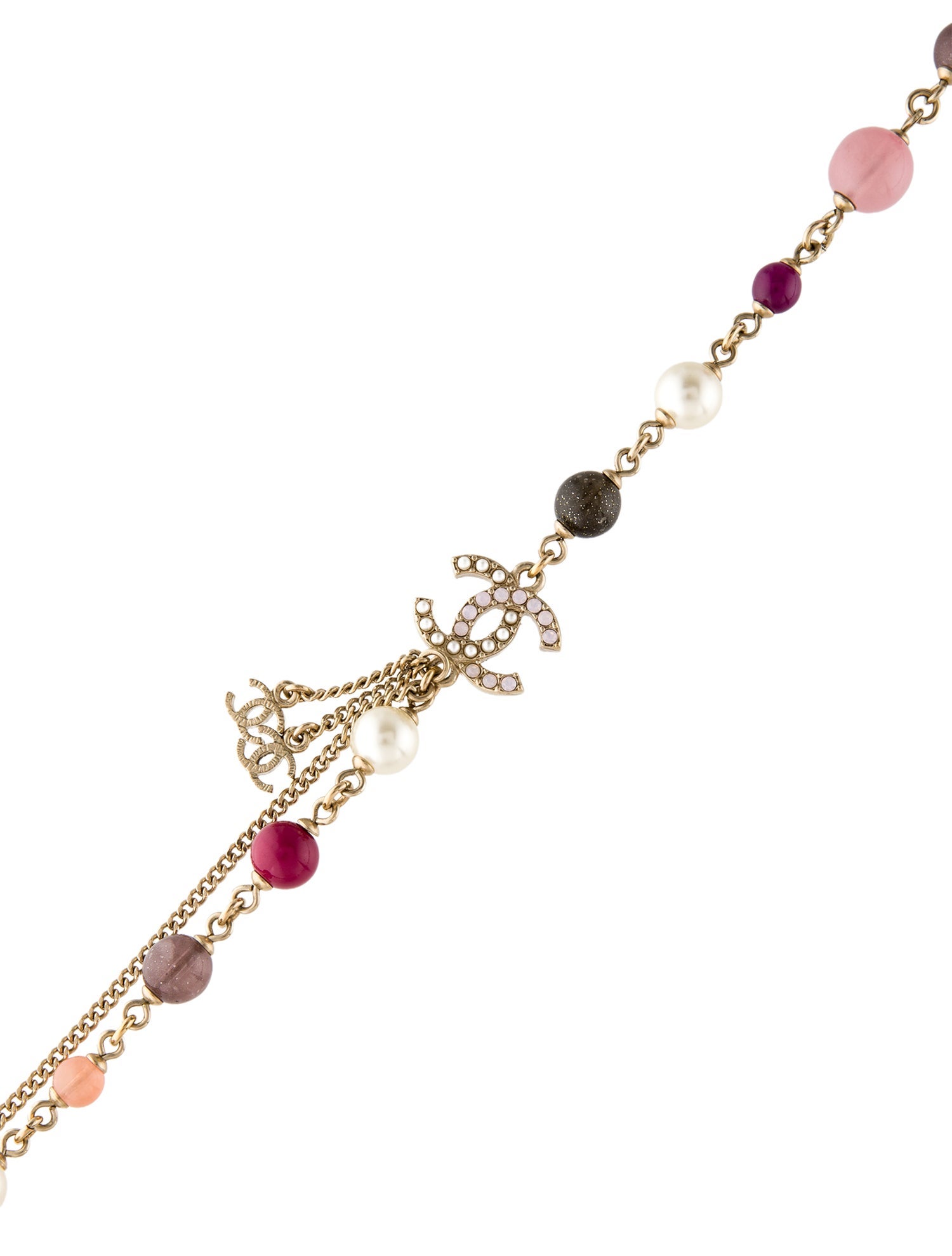 Chanel Faux Pearl & Bead CC Draped Chain Necklace