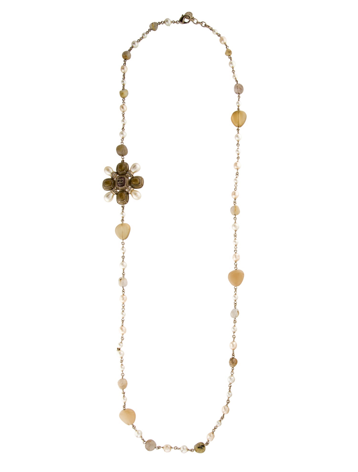 Chanel Faux Pearl & Resin 100th Anniversary CC Station Necklace