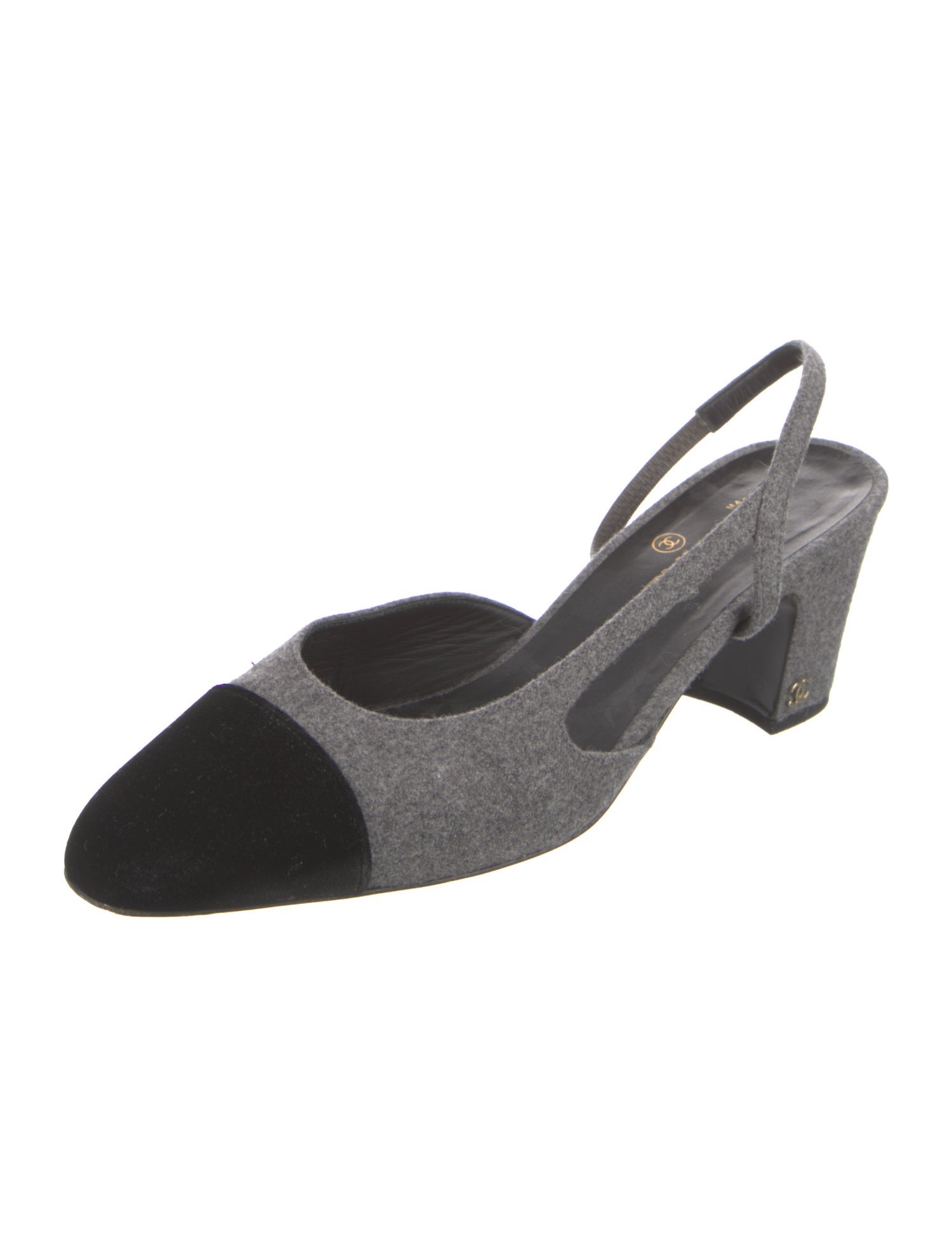 Chanel Interlocking CC Logo Wool Slingback Pumps
