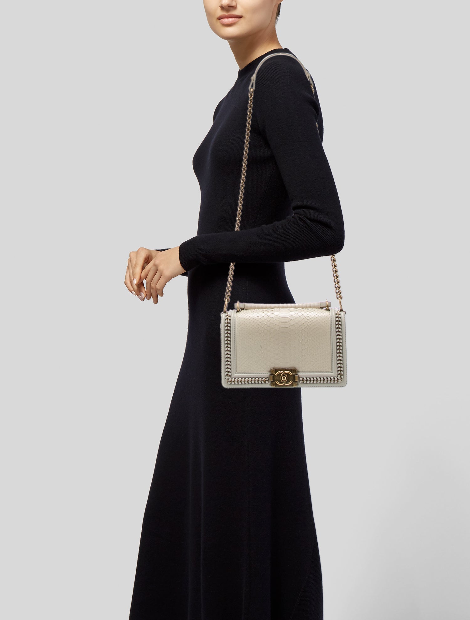 Chanel Medium Python Chain Around Boy Bag