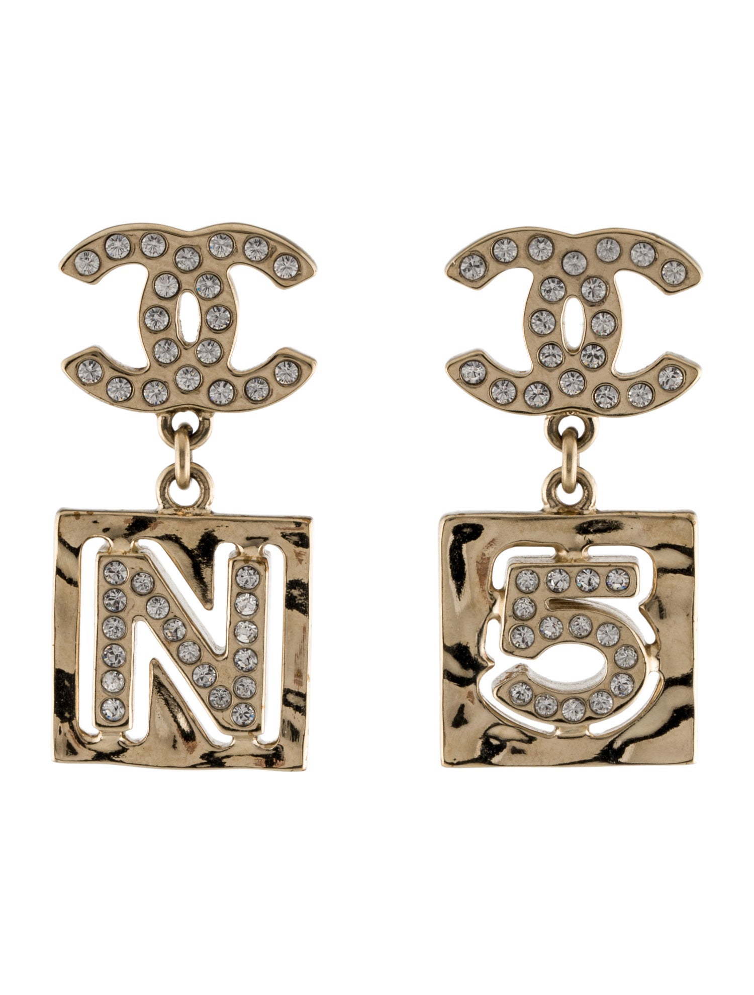 Chanel 2022 Strass CC No. 5 Drop Earrings