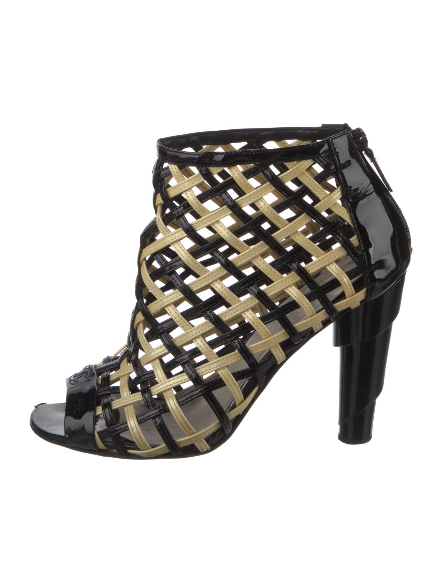 Chanel Interlocking CC Logo Patent Leather Boots