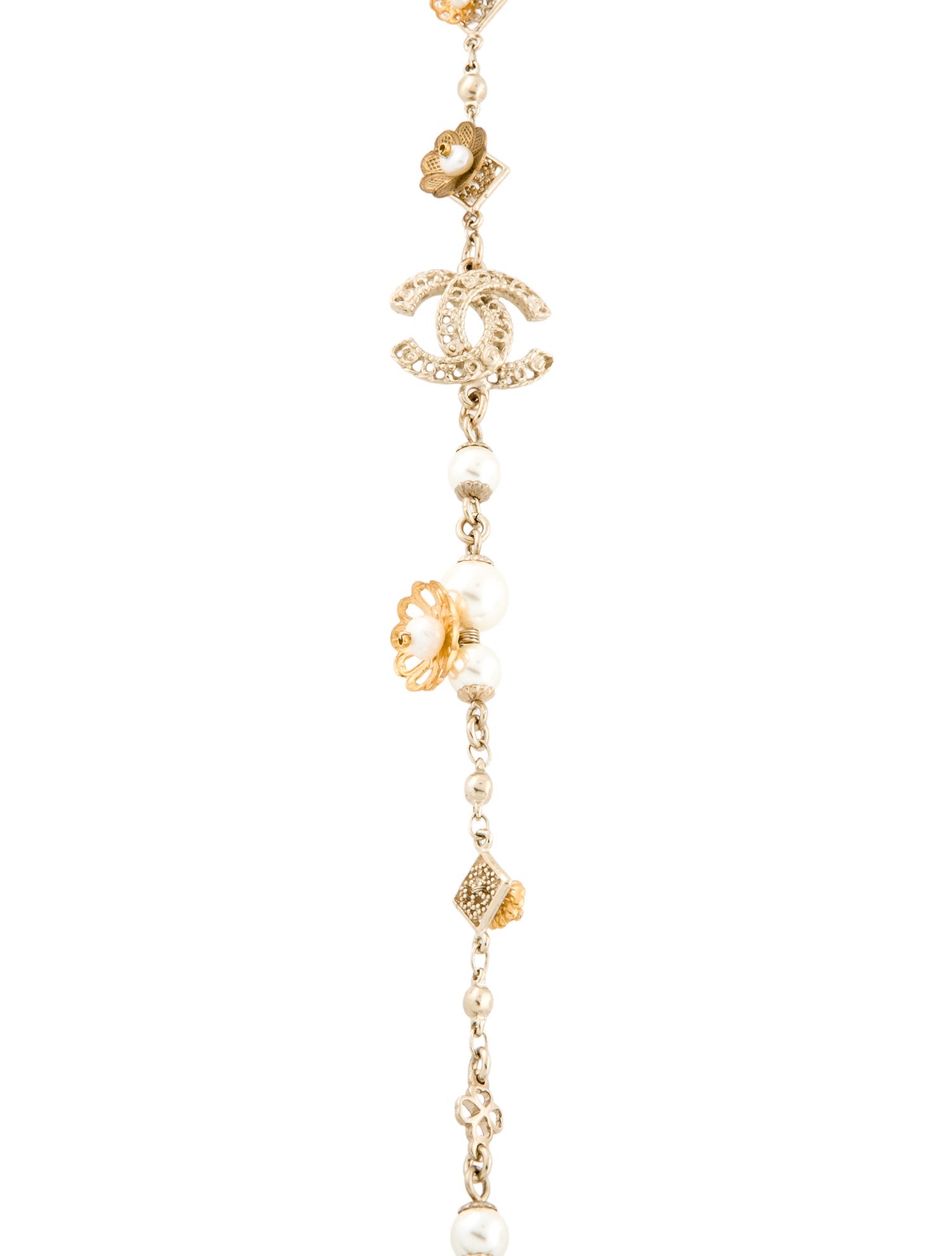 Chanel Pearl & Faux Pearl CC Station Necklace