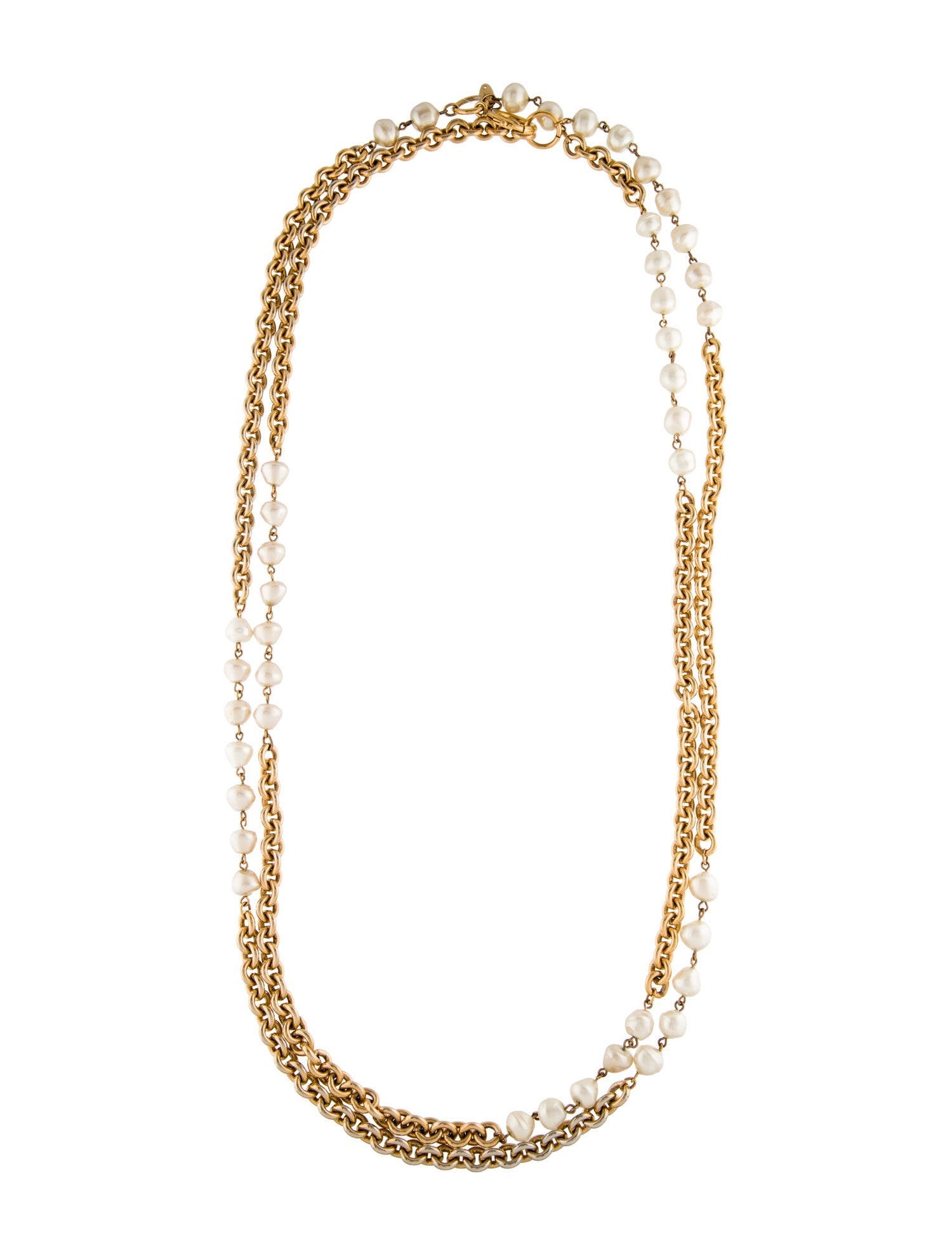 Chanel Vintage Faux Pearl Long Station Necklace