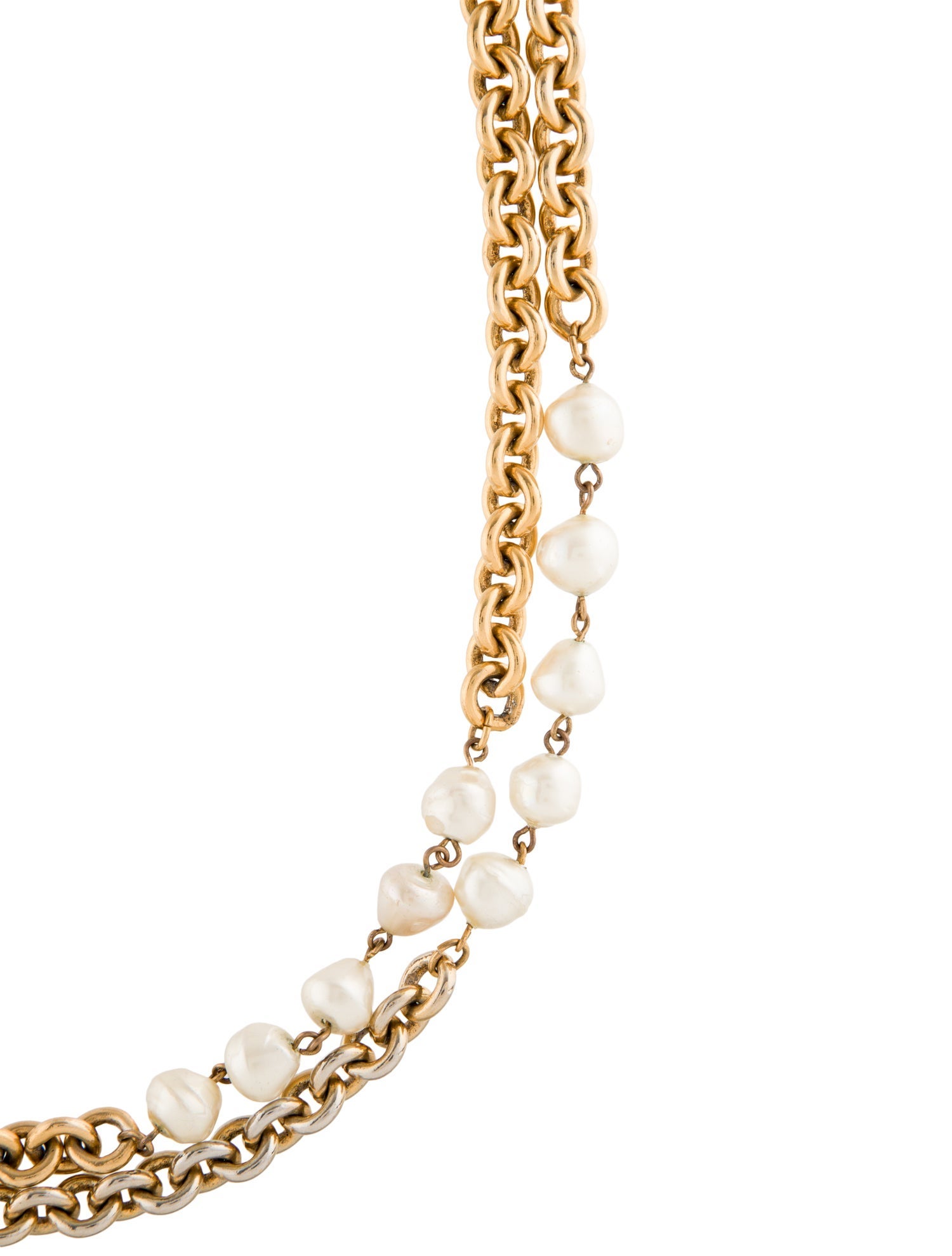 Chanel Vintage Faux Pearl Long Station Necklace
