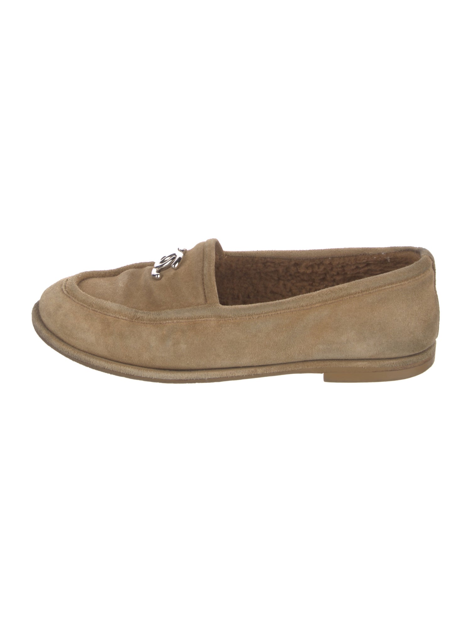 Chanel Interlocking CC Logo Suede Loafers