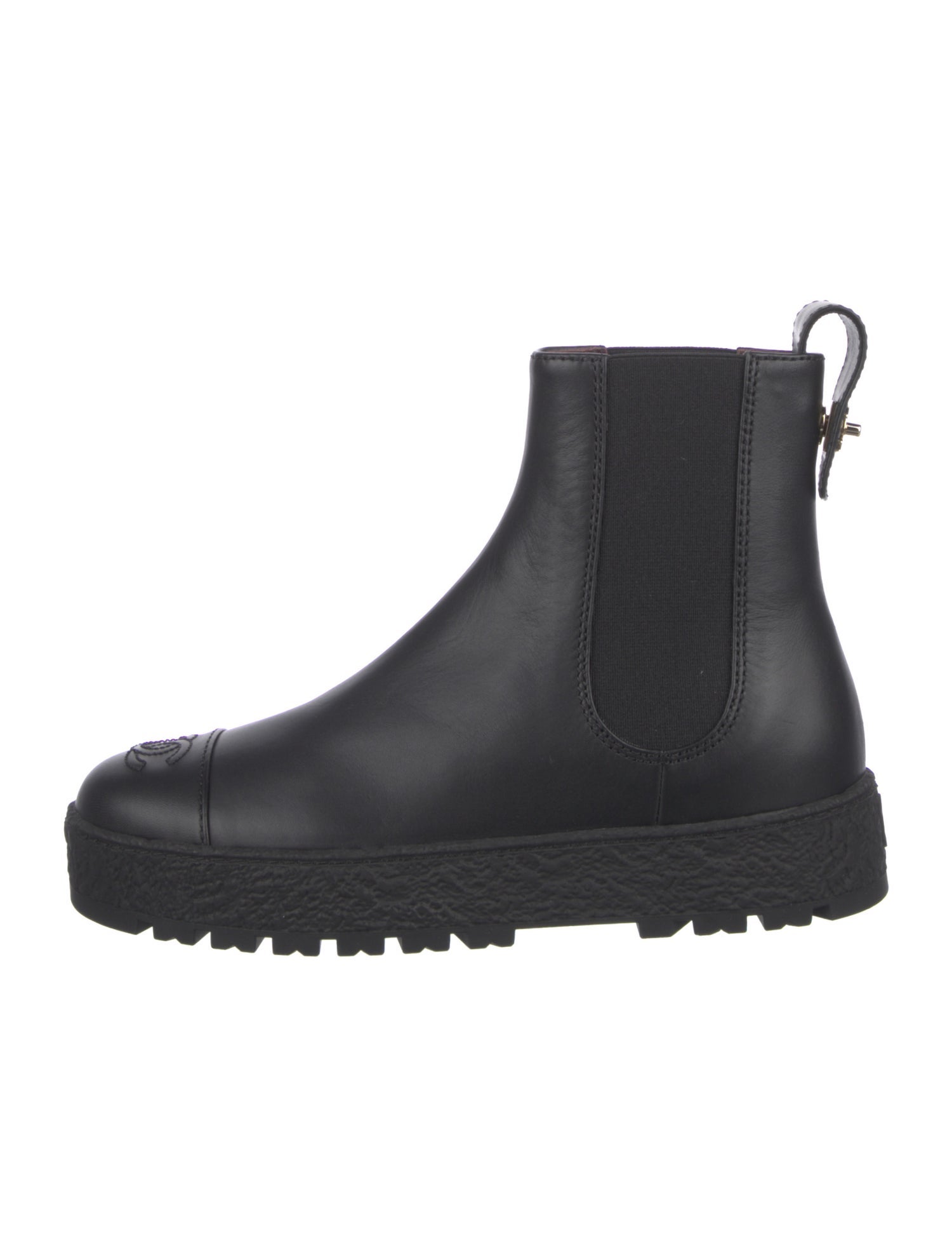 Chanel Interlocking CC Logo Calfskin Chelsea Boots