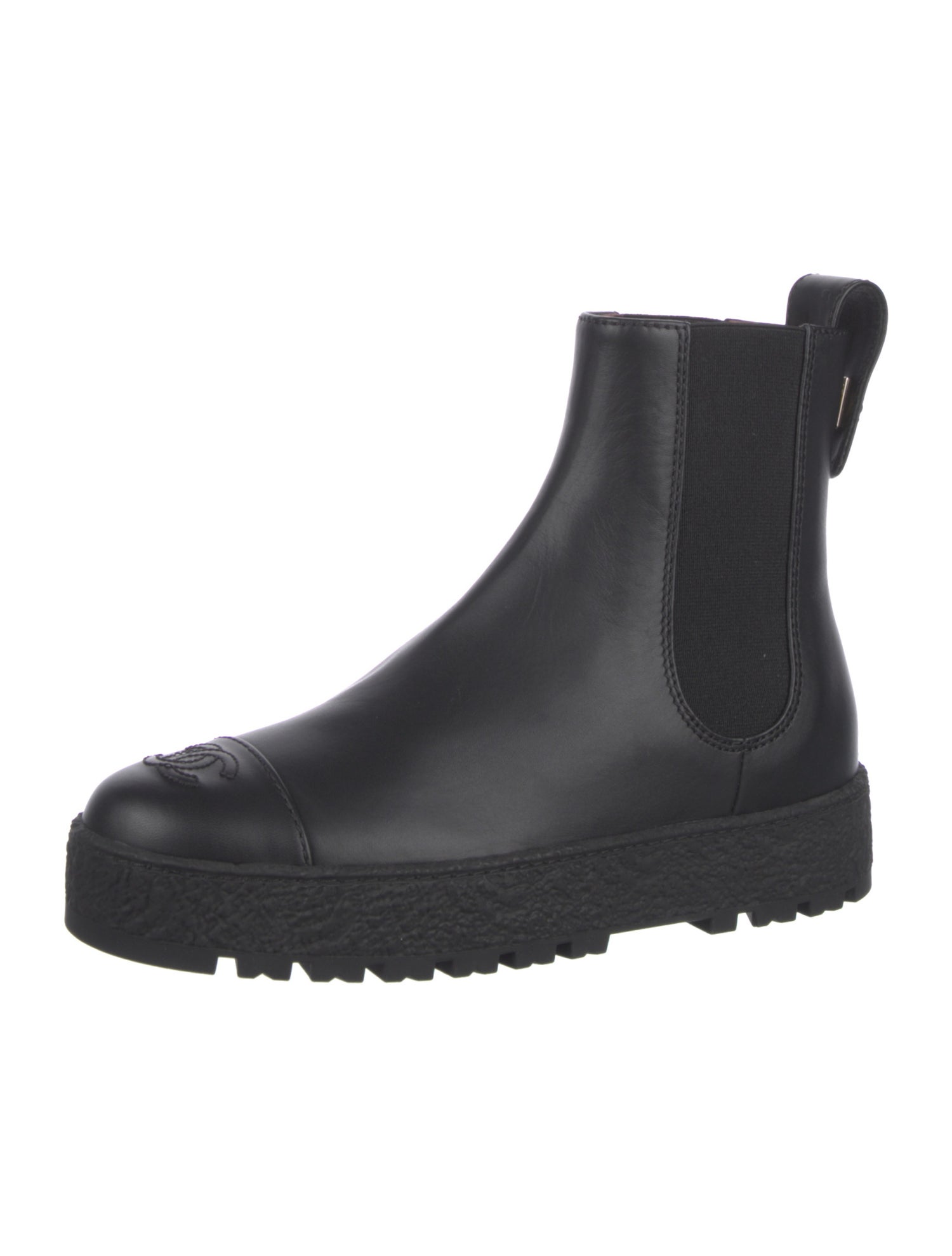 Chanel Interlocking CC Logo Calfskin Chelsea Boots