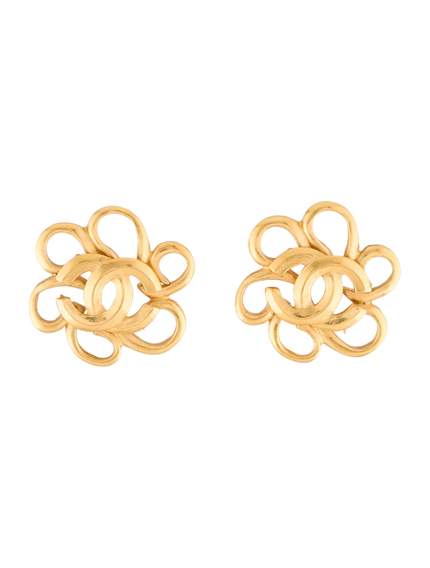 Chanel CC Flower Clip-On Earrings