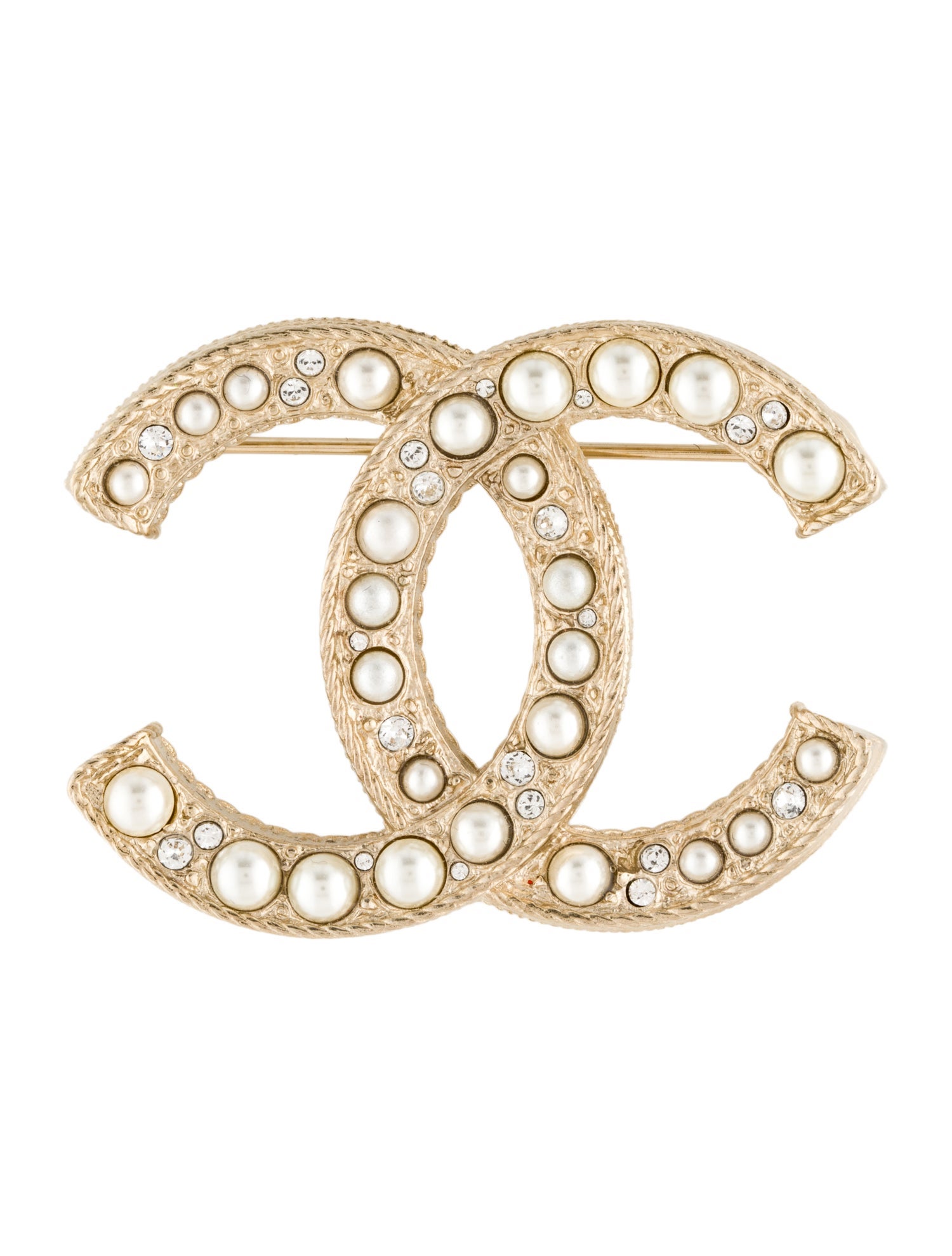 Chanel Faux Pearl & Strass CC Brooch