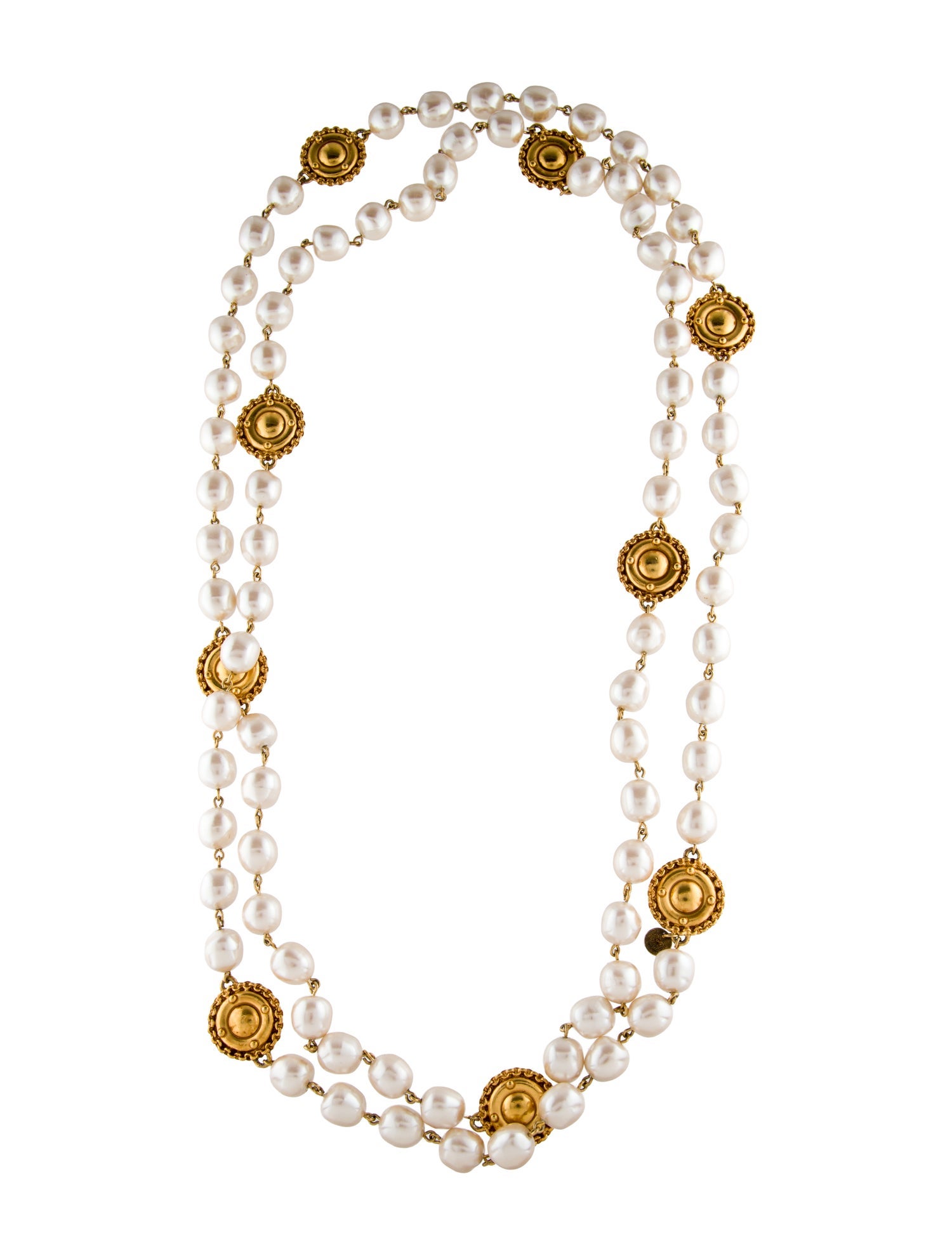 Chanel Vintage Faux Pearl Bead Strand Necklace