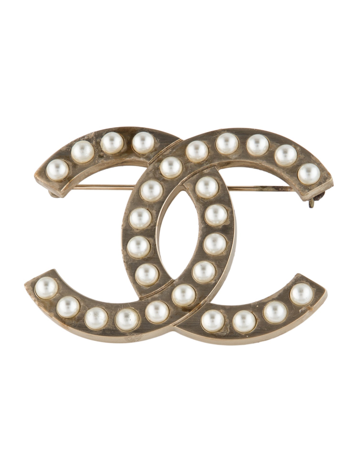 Chanel Faux Pearl CC Brooch