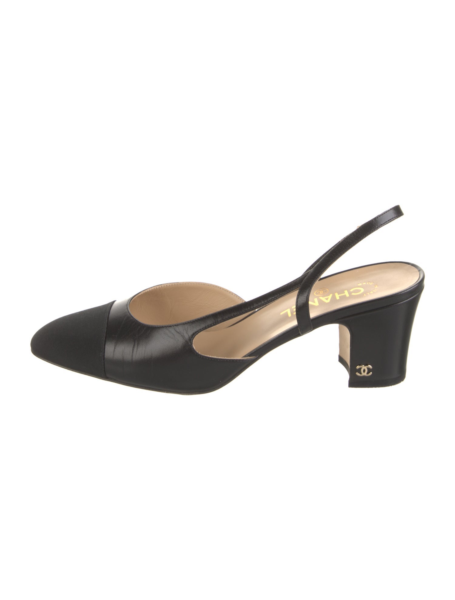Chanel Interlocking CC Logo Calfskin Slingback Pumps