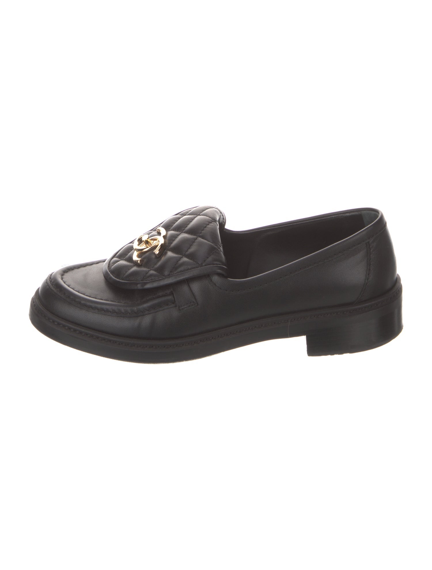 Chanel Interlocking CC Logo Leather Loafers
