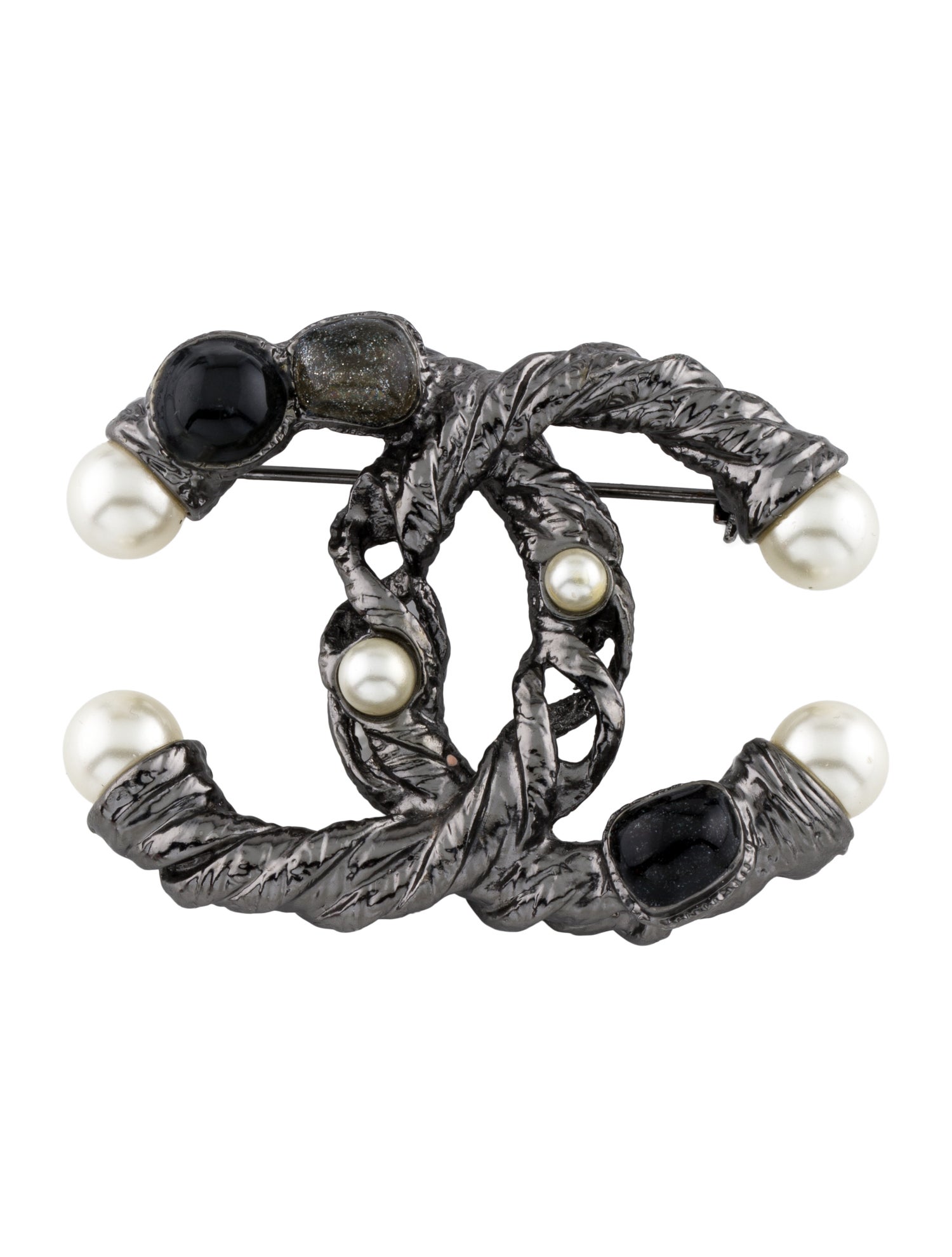 Chanel Faux Pearl & Gripoix CC Brooch