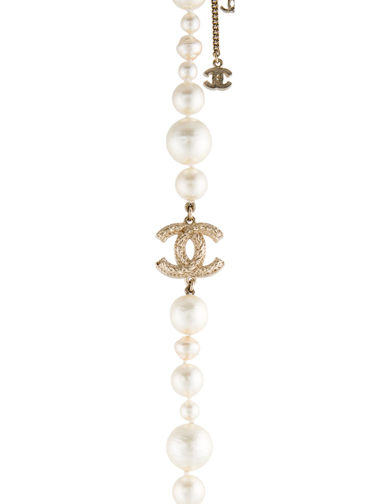 Chanel Faux Pearl & Crystal Long Necklace