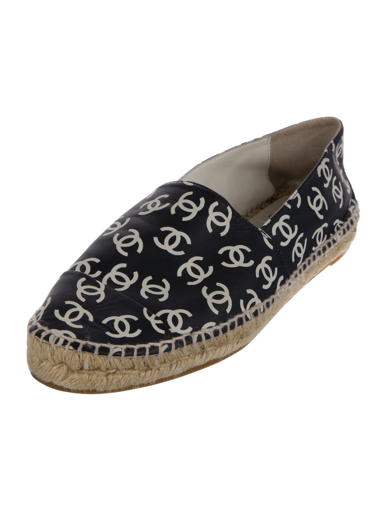 Chanel Interlocking CC Logo Lambskin Espadrilles