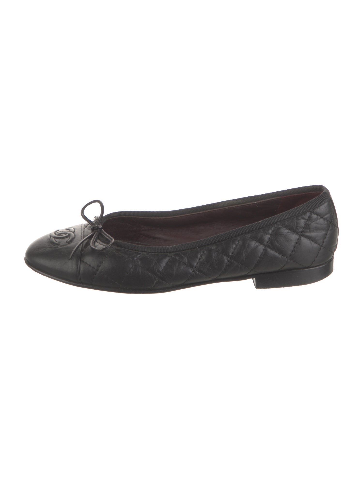 Chanel Interlocking CC Logo Leather Ballet Flats