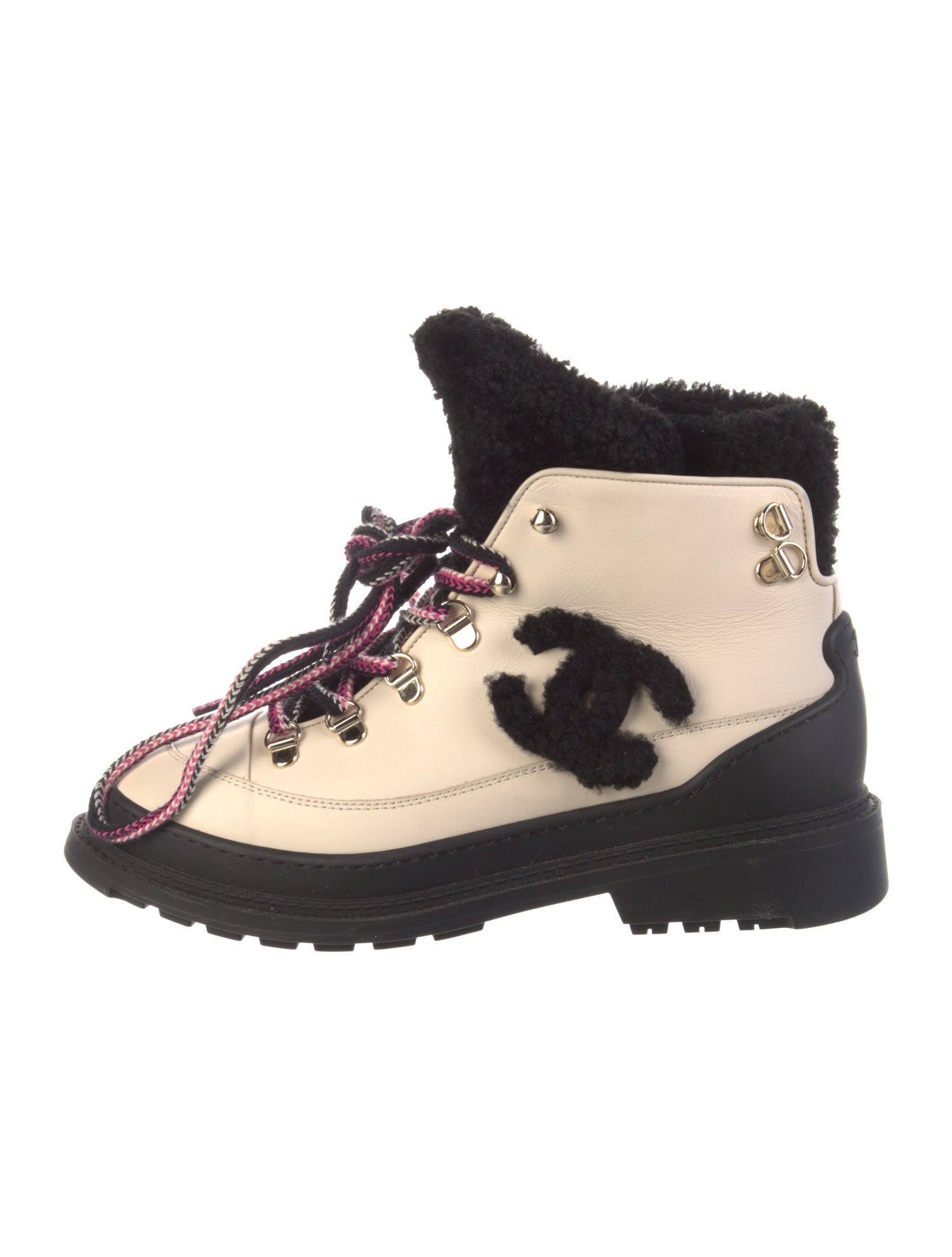 Chanel 2019 Interlocking CC Logo Lace-Up Boots