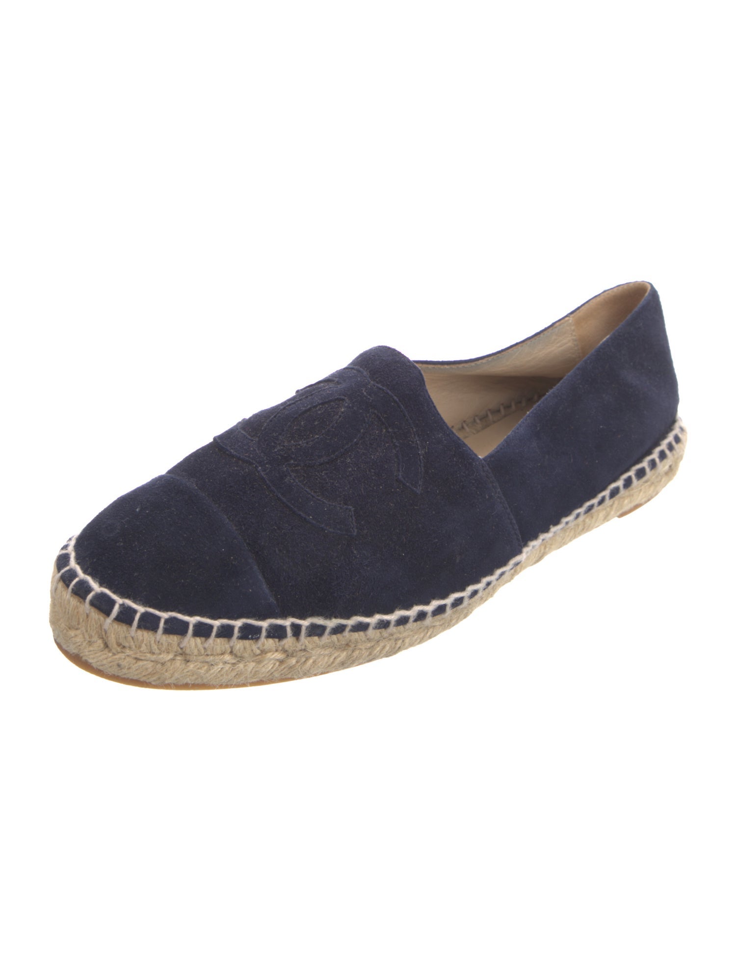 Chanel Interlocking CC Logo Velvet Espadrilles