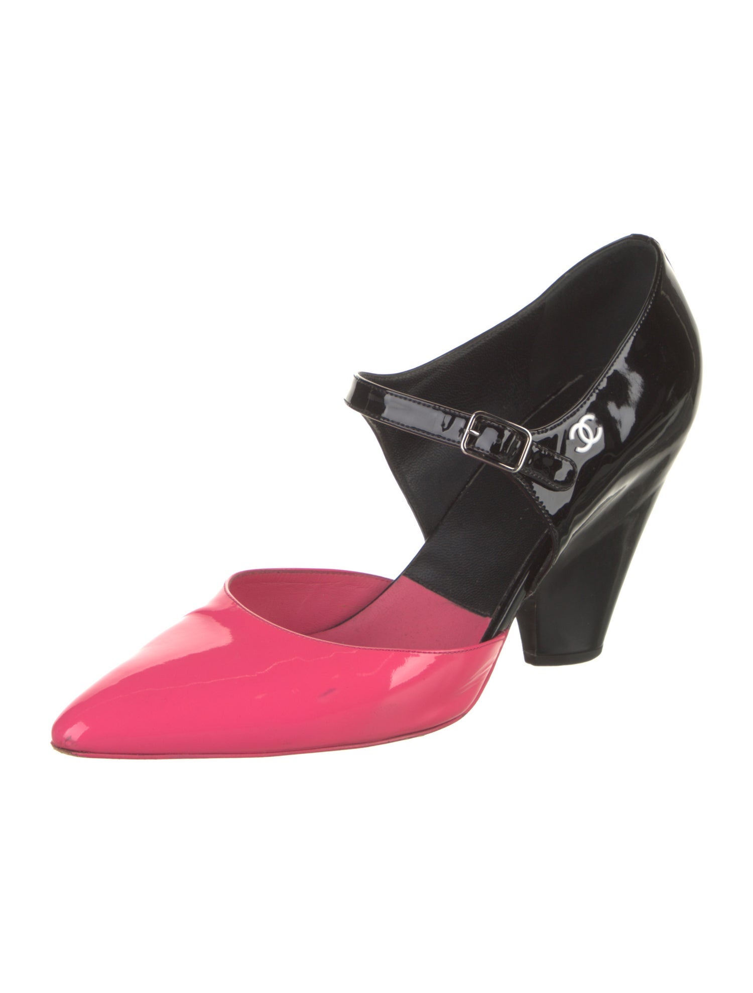 Chanel Interlocking CC Logo Patent Leather D'Orsay Pumps