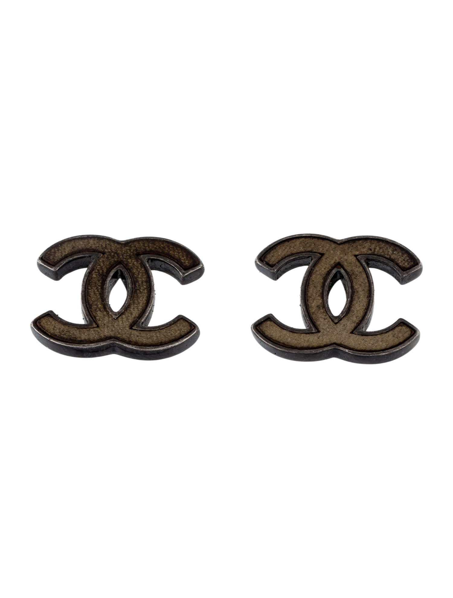 Chanel Leather CC Stud Earrings
