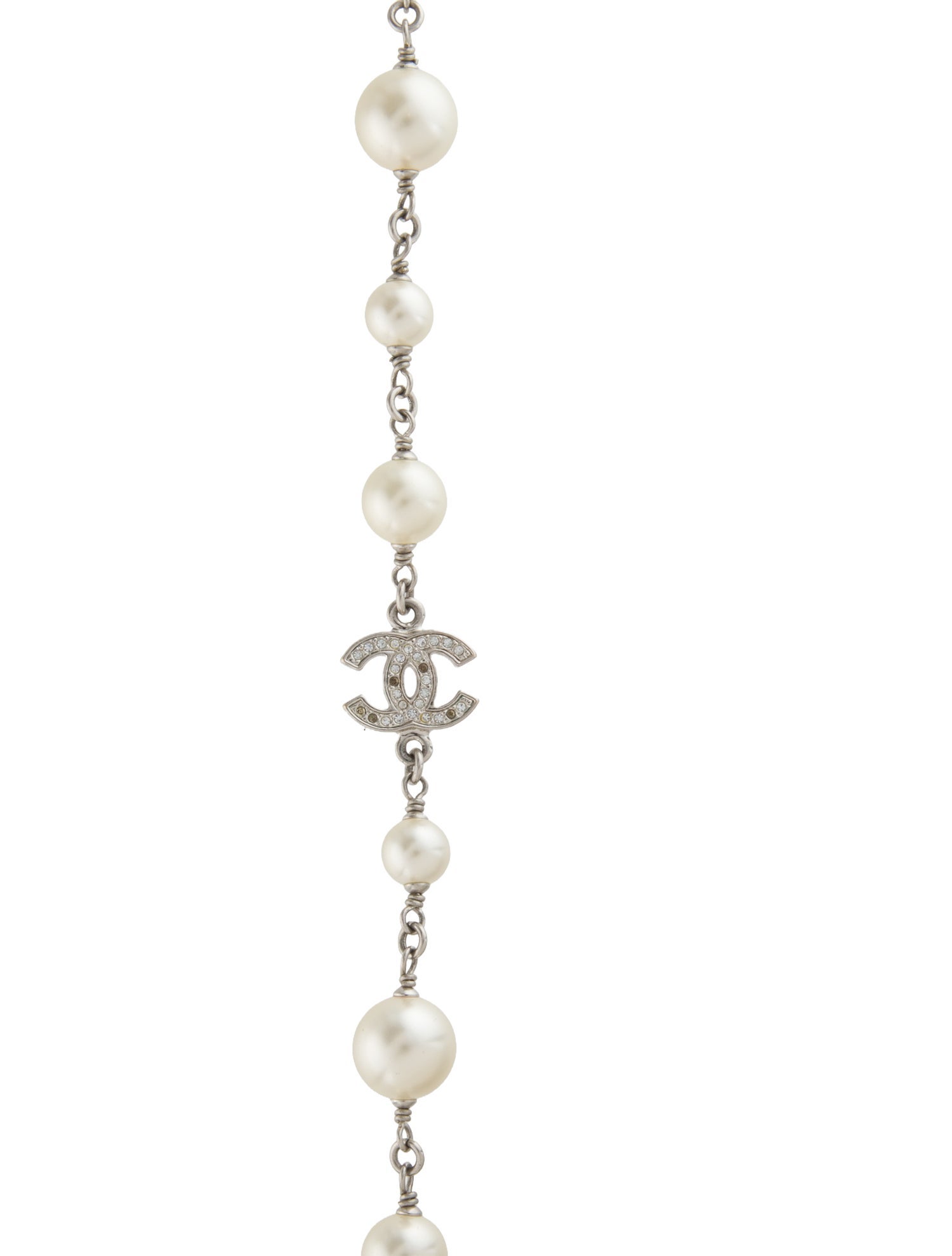 Chanel Faux Pearl & Strass CC Station Necklace