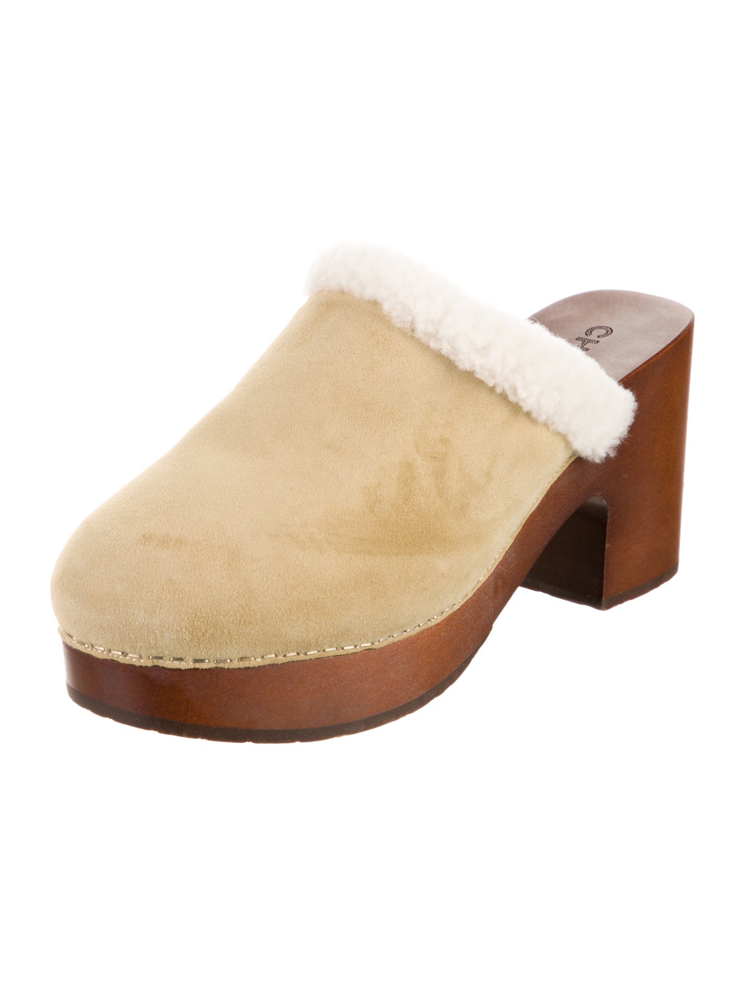 Chanel Interlocking CC Logo Suede Mules