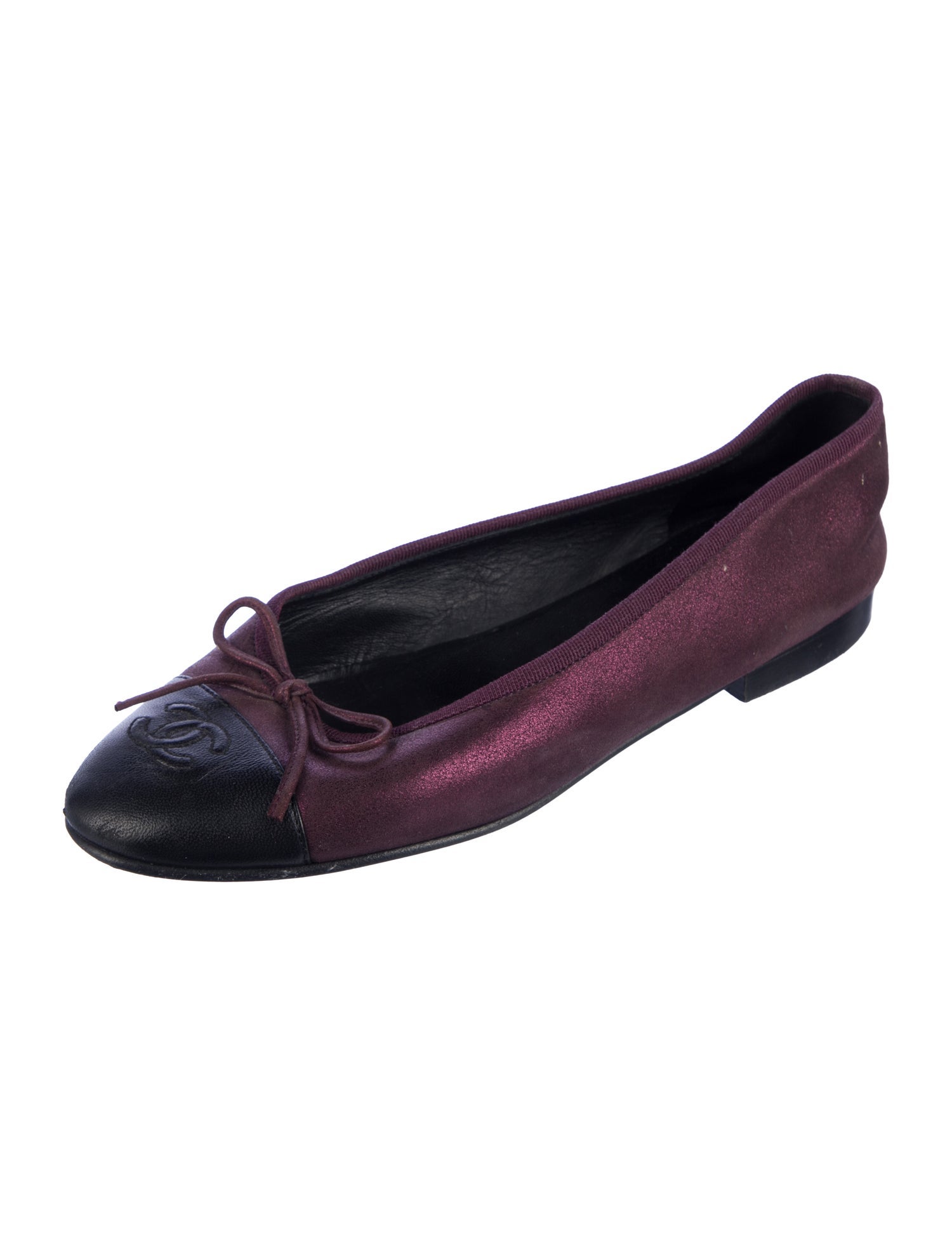 Chanel Interlocking CC Logo Suede Ballet Flats