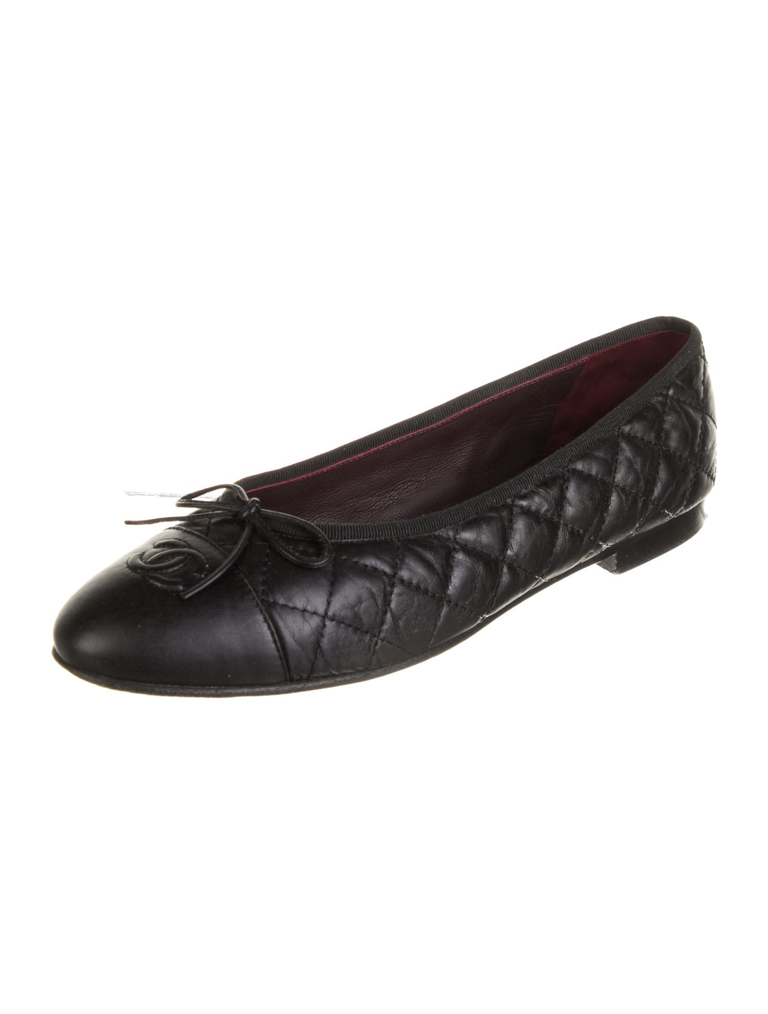 Chanel Interlocking CC Logo Leather Ballet Flats