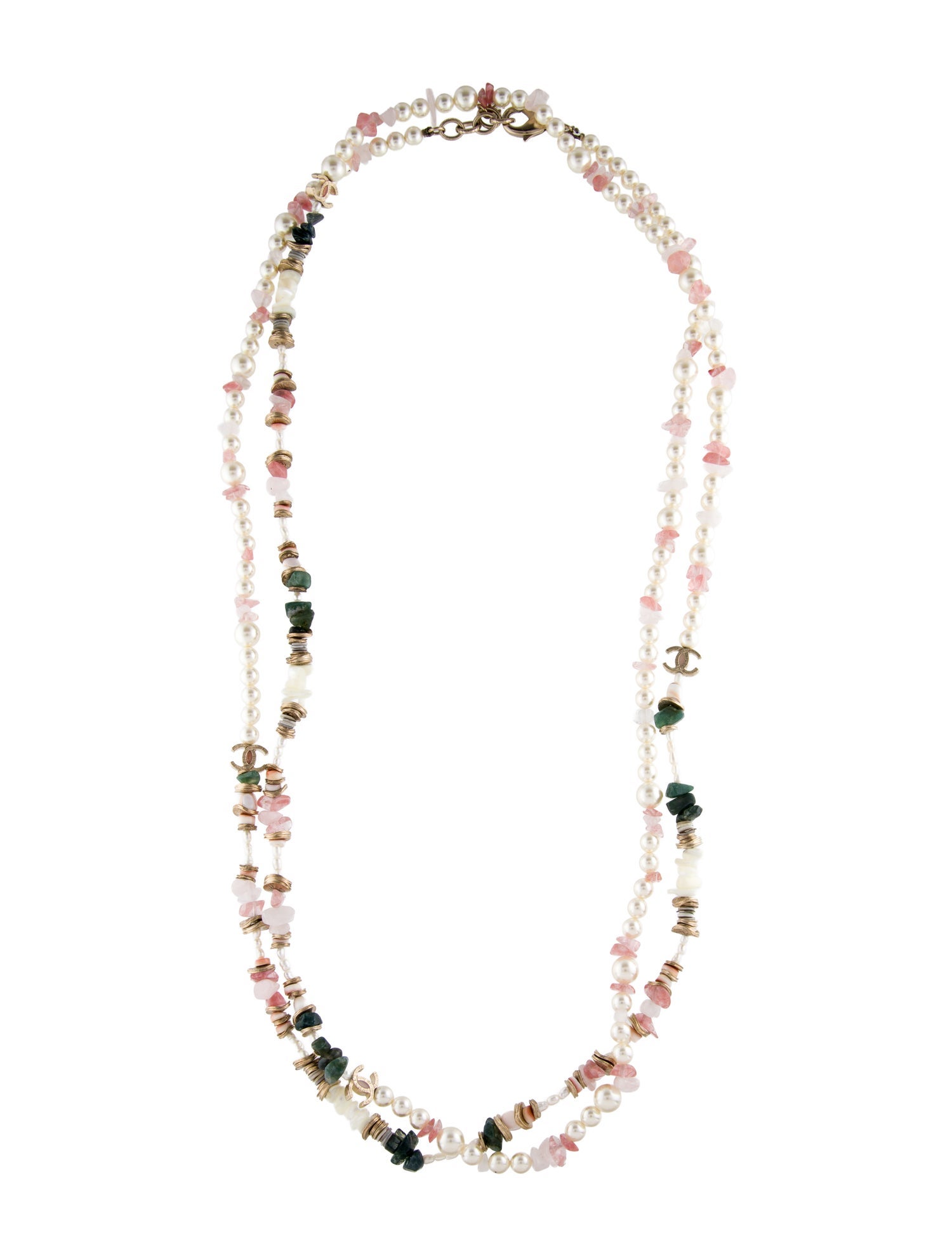Chanel Faux Pearl & Multistone Necklace