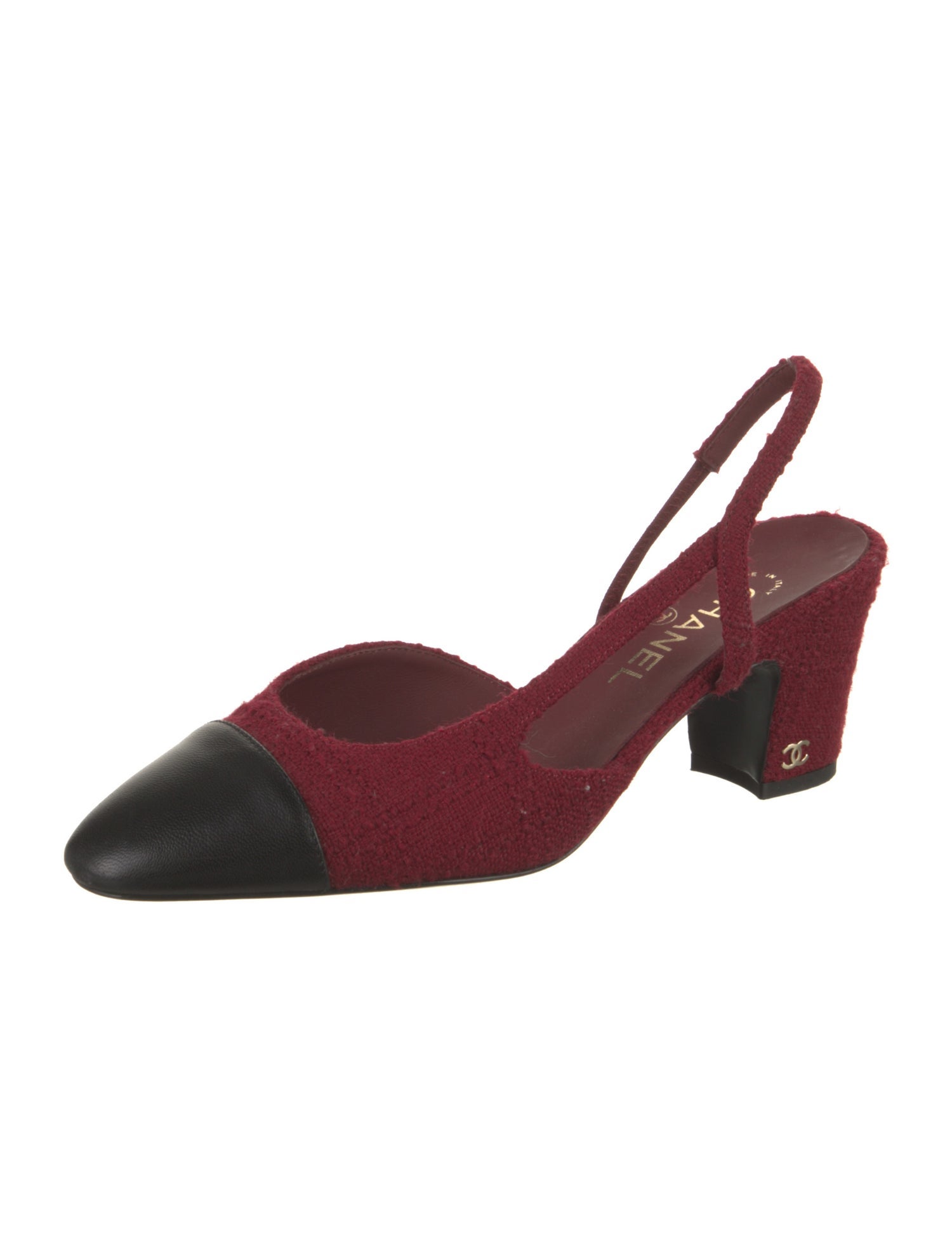 Chanel Interlocking CC Logo Tweed Slingback Pumps