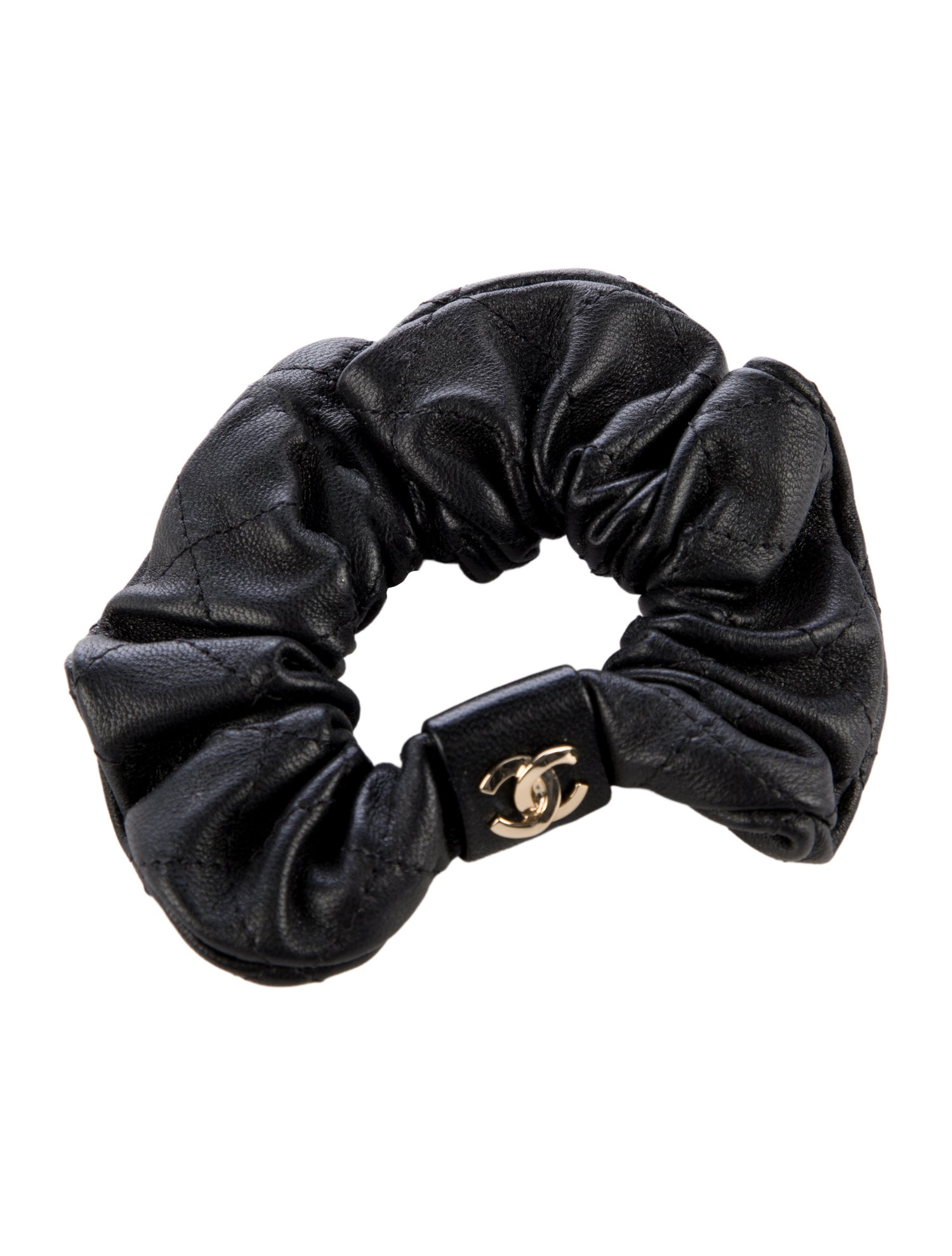 Chanel 2022 CC Leather Hair Scrunchie