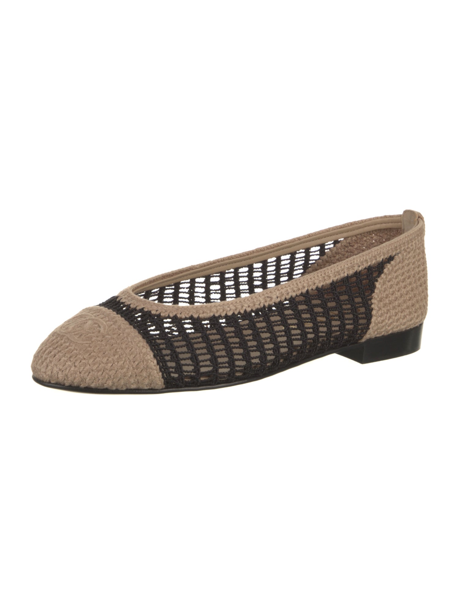 Chanel Interlocking CC Logo Raffia Ballet Flats